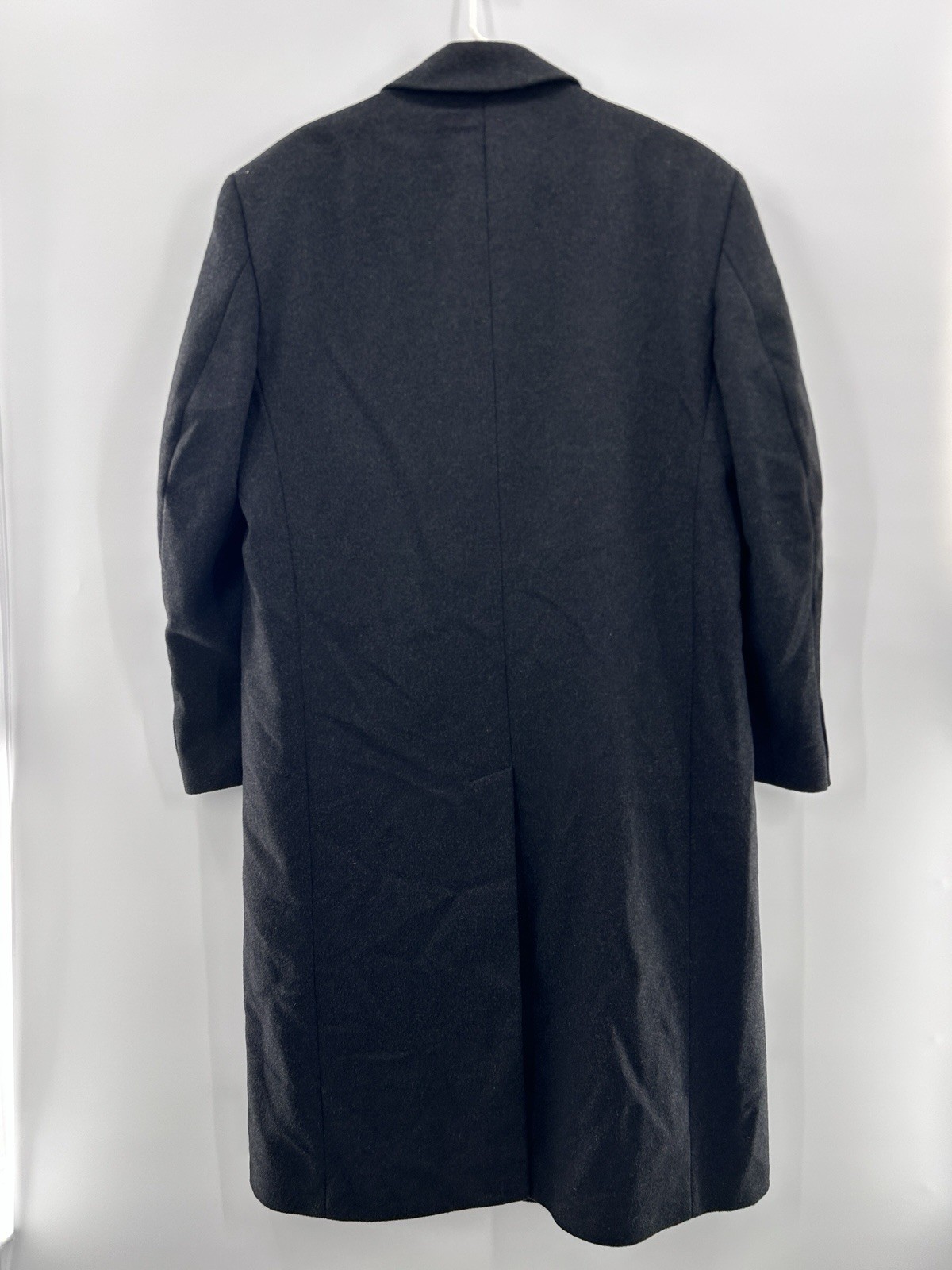 Silver Cloud Cashmere Blend Wool Luxury Overcoat Men 44R Black Career Preppy