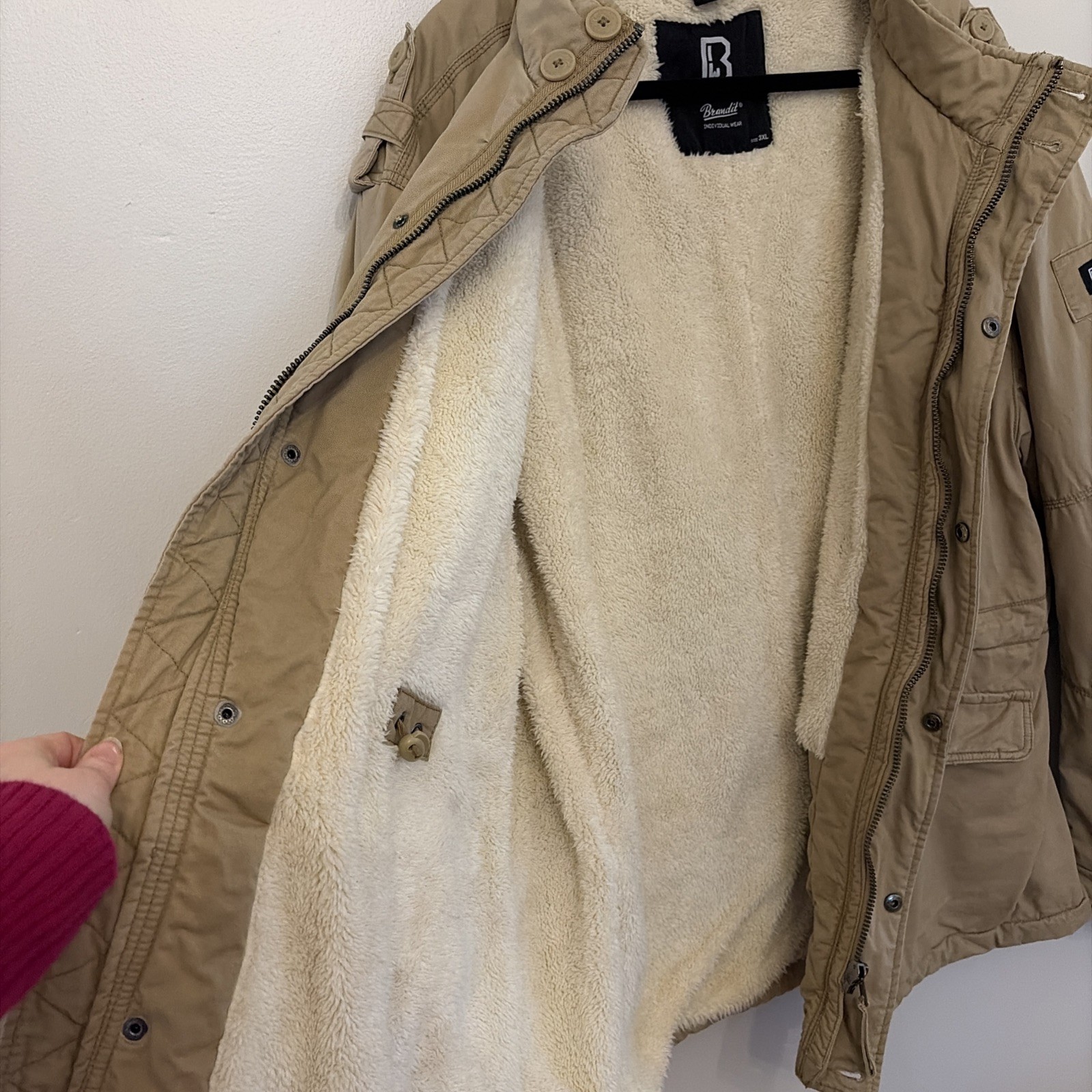 Brandit Britannia Tan Military army Field Cotton Sherpa coat Jacket Men’s 3xl