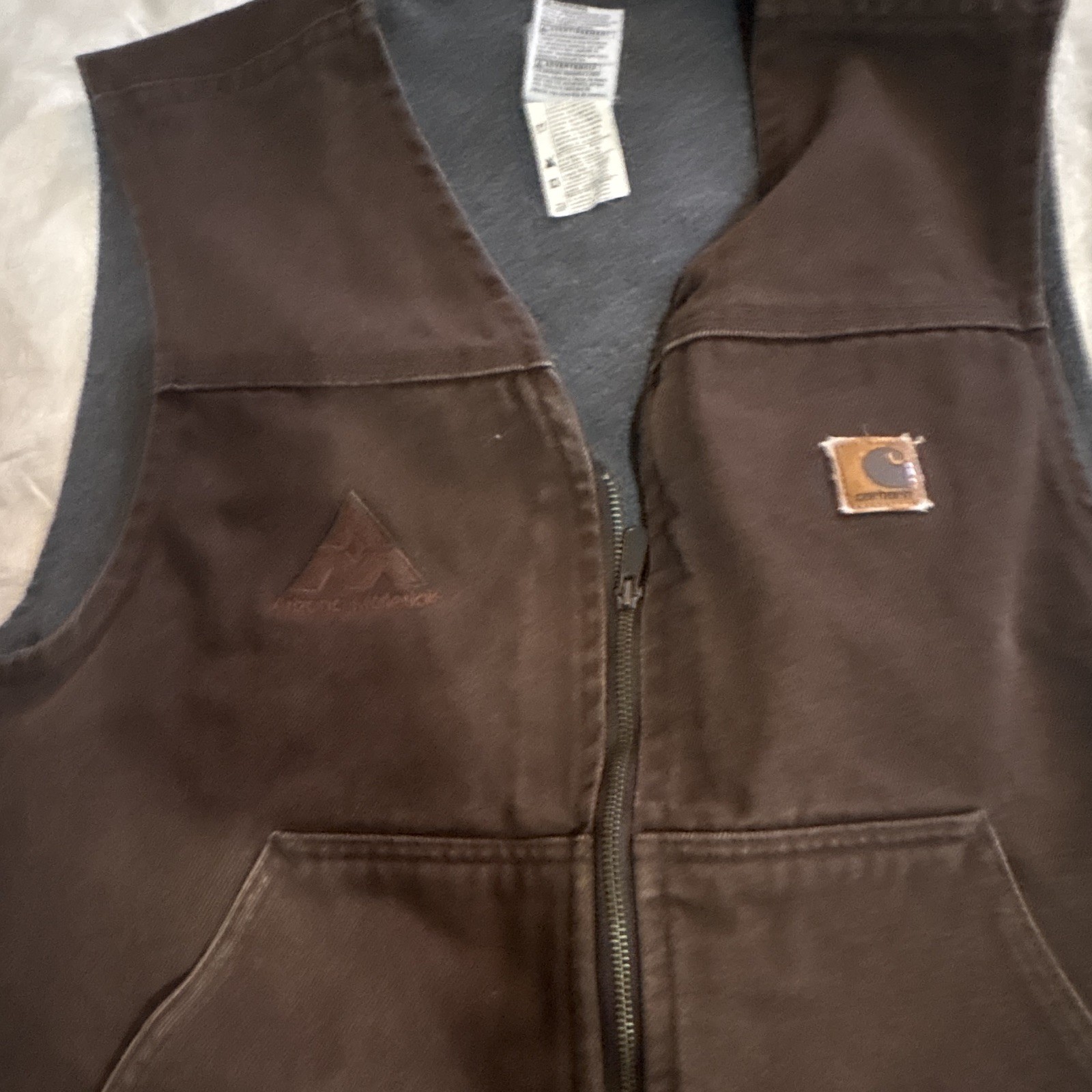 Carhartt Men’s Brown Arctic Lined Full Zip Work Vest Pockets L Regular