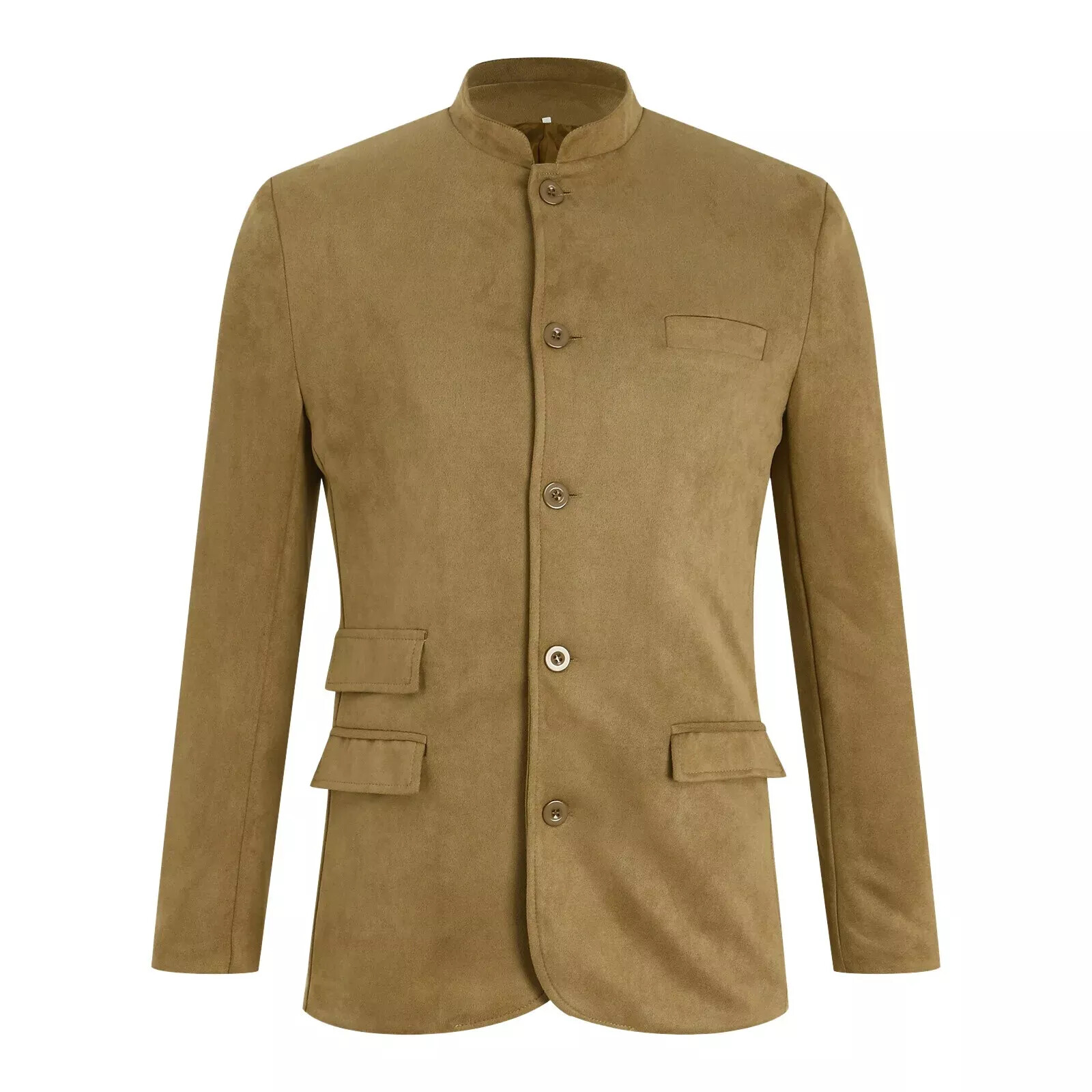 Stylish Suede Leather Blazer Men Four Button Classic Coat Vintage Jacket