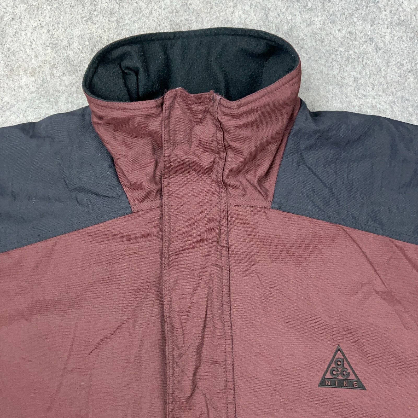 VTG Nike ACG Jacket Mens Large Burgundy Zip Pullover Nylon Fleece Lined Outdoors
