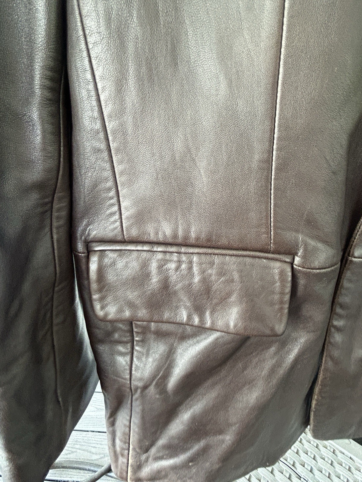 Banana Republic Leather Blazer Jacket Mens Large Brown Two Button