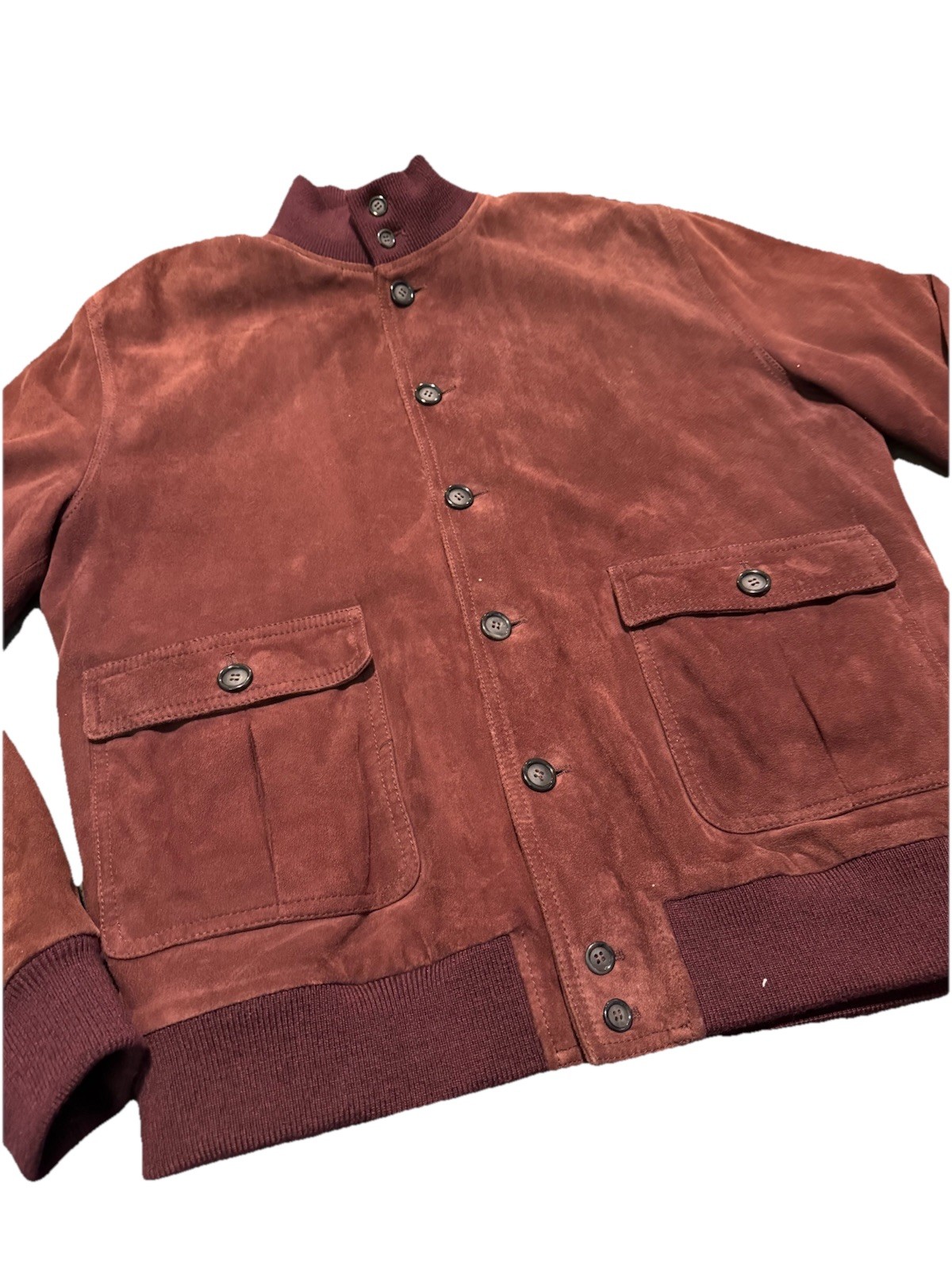 Valstar Valstarino Burgundy Goat Suede Bomber Jacket Made in Italy IT 56 US XL
