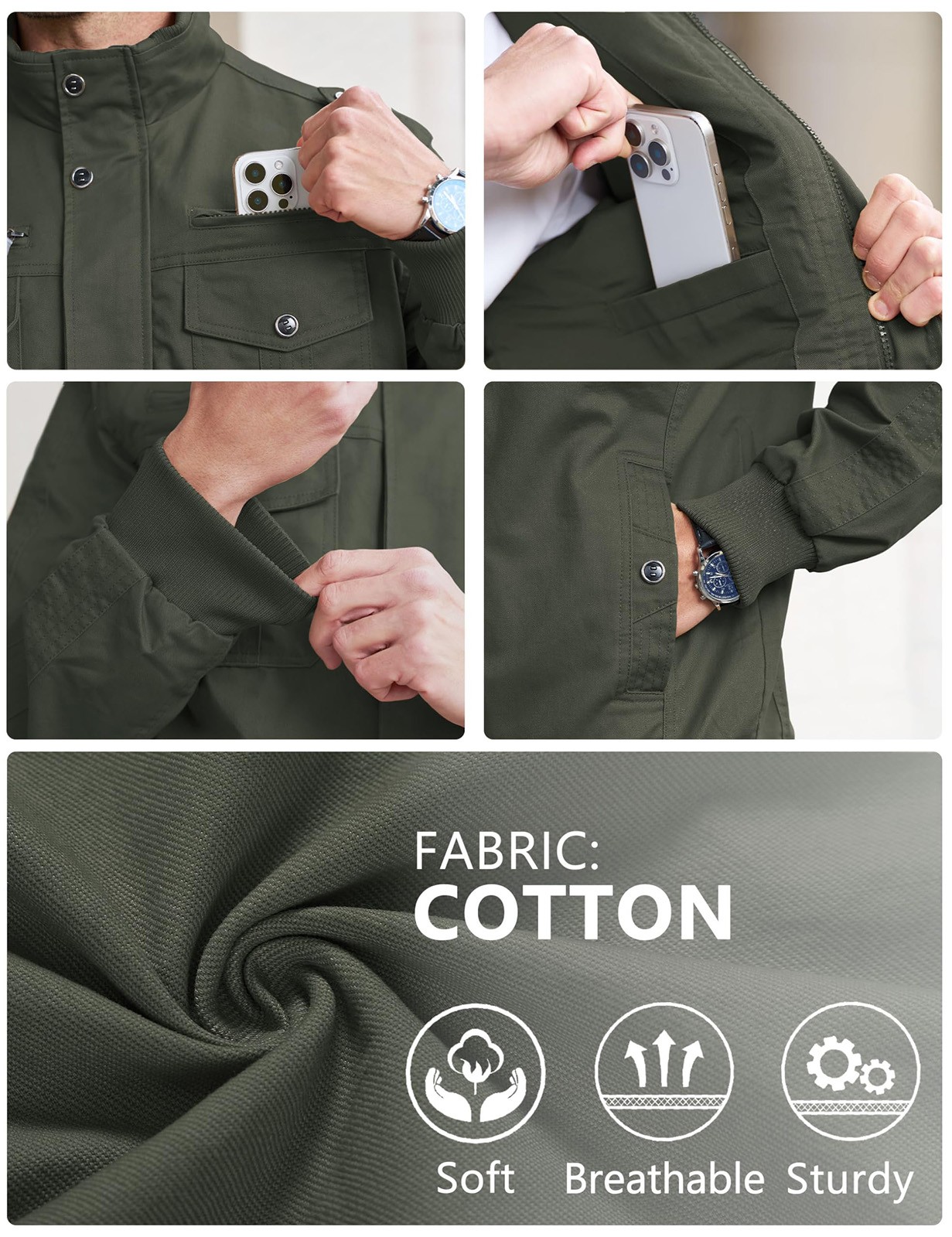 Men’s Military Tactical Bomber Jacket Army Cargo Combat Casual Cotton Work Coats