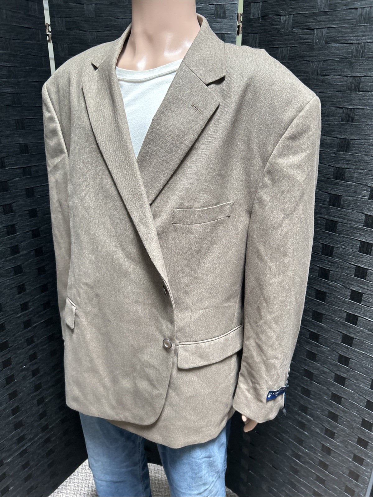 Men’s NEW Stafford Essentials 58BS Big & Tall Olive/Gray Business Blazer