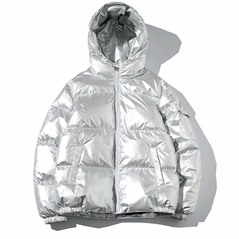 Men’s Winter Warm Coat Shiny Hooded Cotton Jacket Bubble Puffer Casual Overcoat