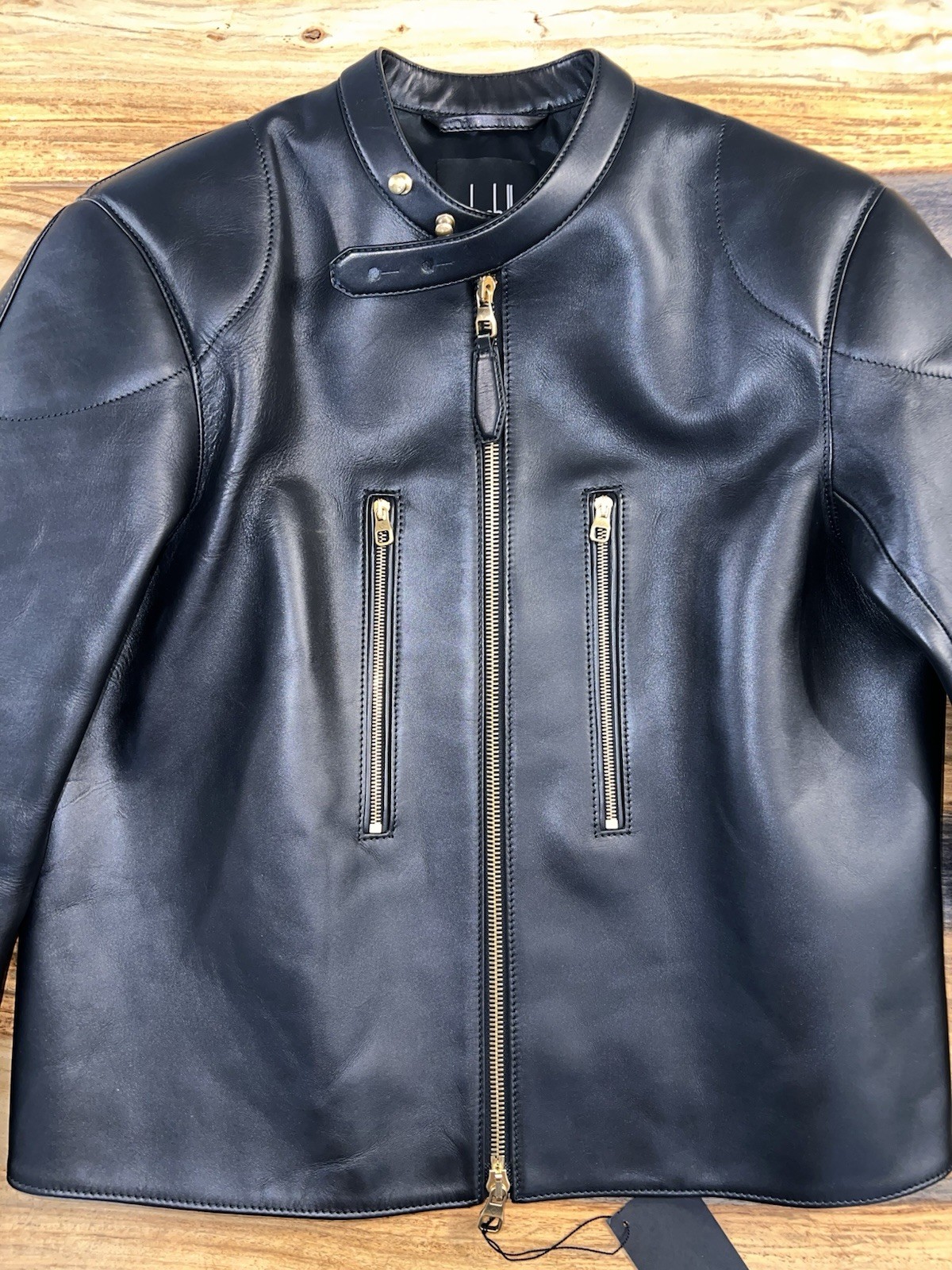 Rare Dunhill Black Calfskin Leather Duke Biker Jacket Italy
