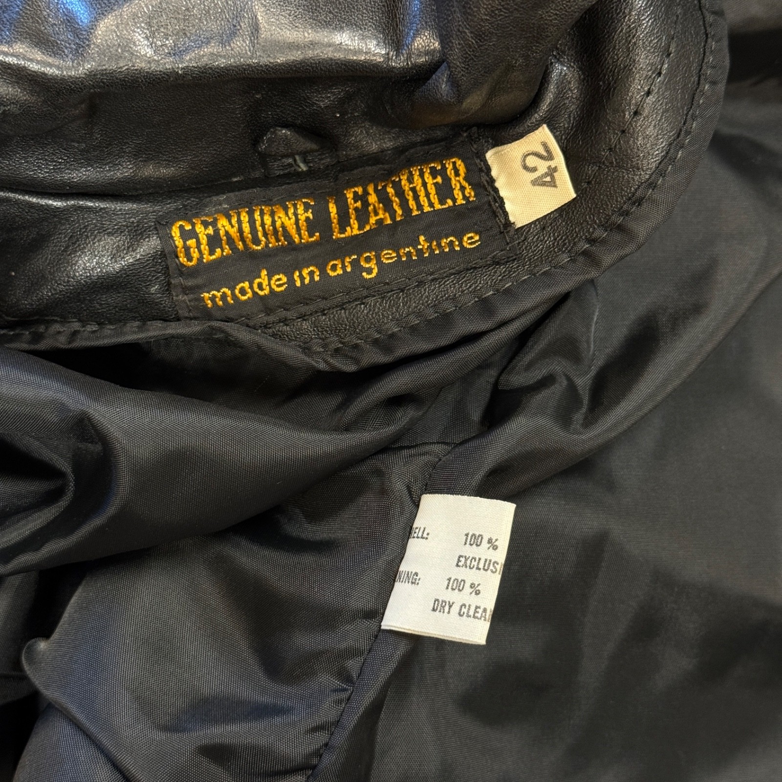 Black Genuine Leather Made in Argentine 42 men’s jacket biker vintage 80’s