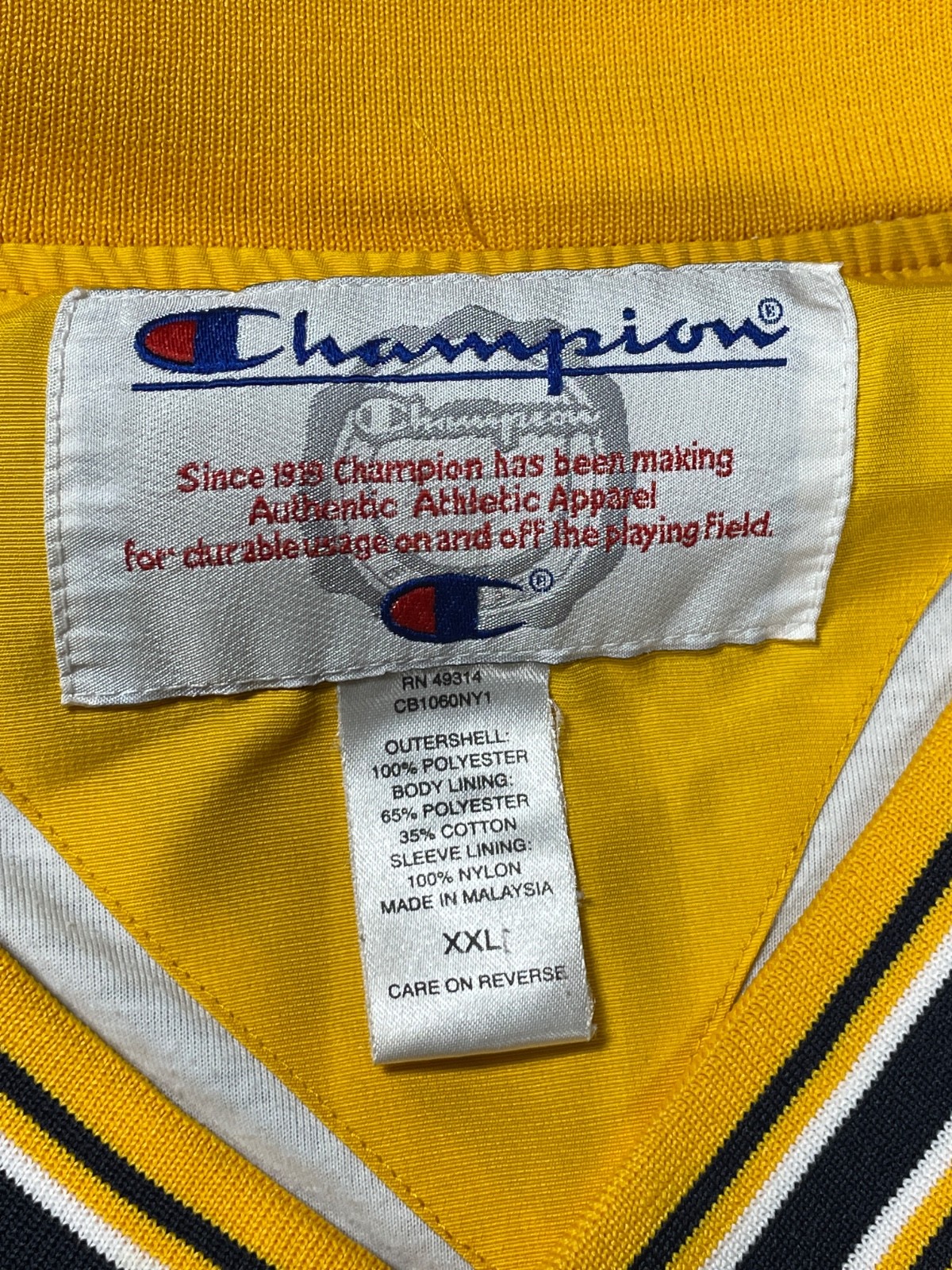 US Navy Champion Pullover Windbreaker Jacket Men XXL Blue V-Neck Embroidered