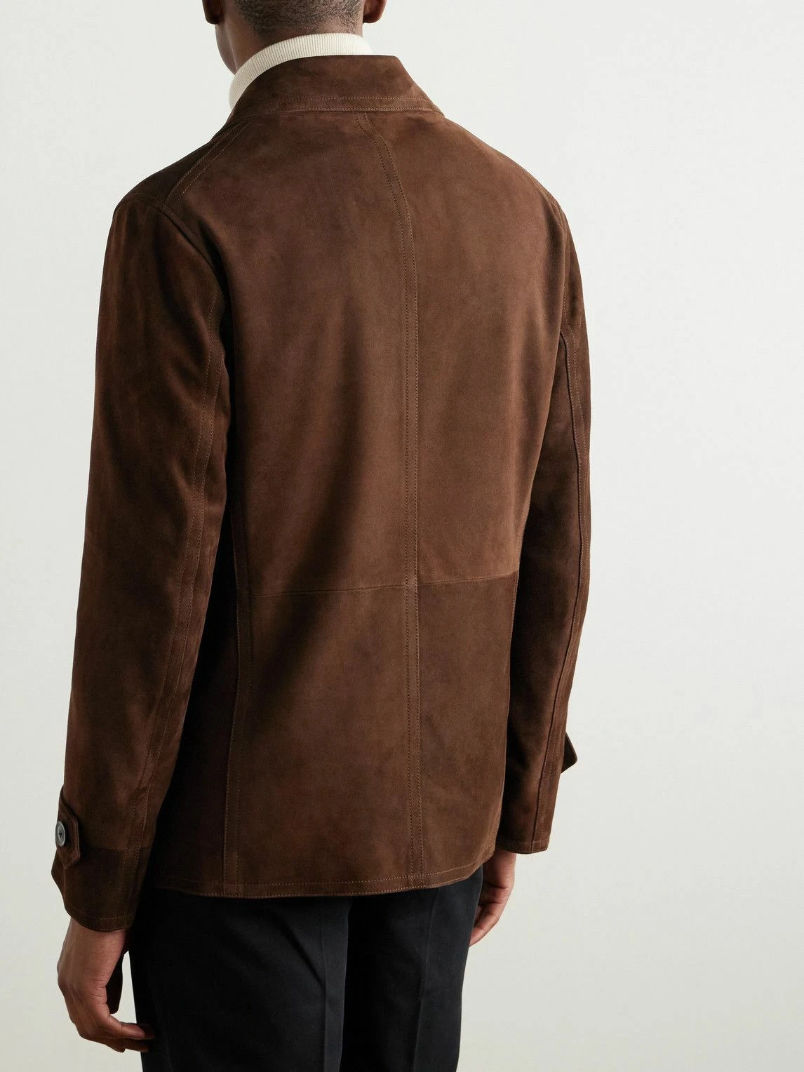 Men Brown Suede Safari Jacket Cafe Racer Pure Suede Custom Size S M L XL 2XL 3XL