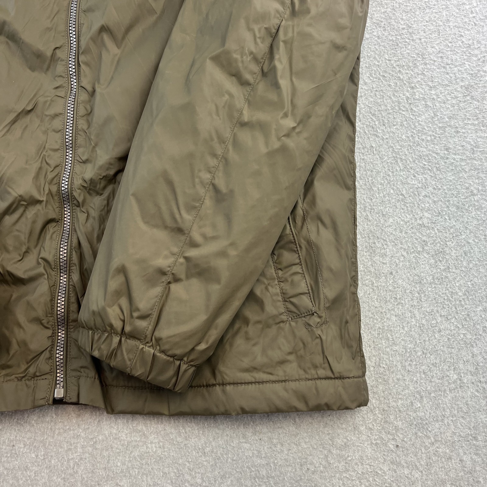 Lucky Brand Jacket Mens Large Green Hooded Full Zip Windbreaker Lightweight Coat