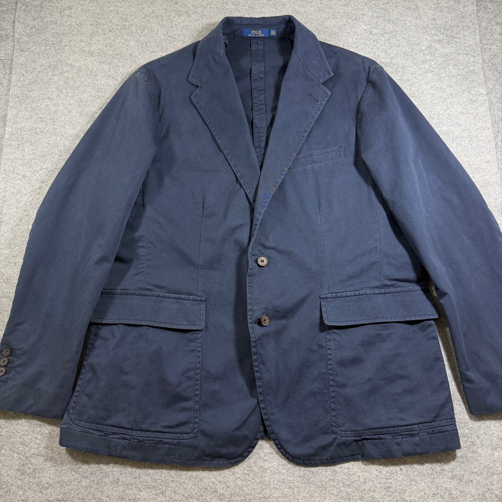 Polo Ralph Lauren Sport Coat Mens XXL Navy Two Button Notch Lapel Cotton Blazer