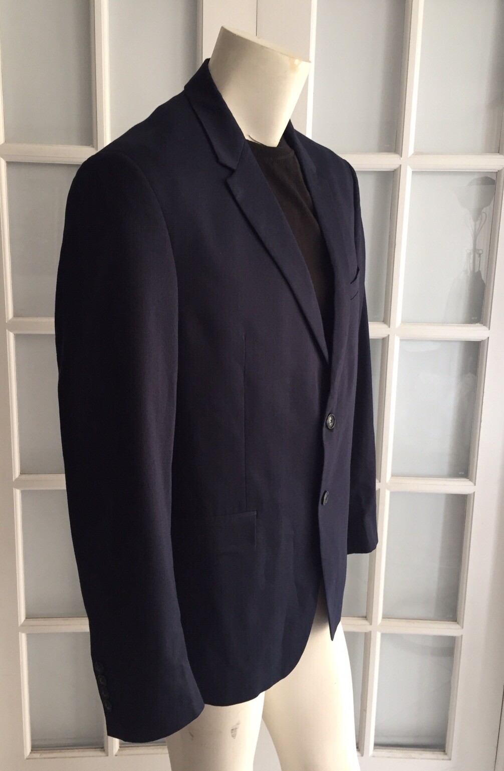 NEW ZARA MAN Navy Blue STRIPED SUIT JACKET BLAZER Long Sleeve Size 36 #B1211