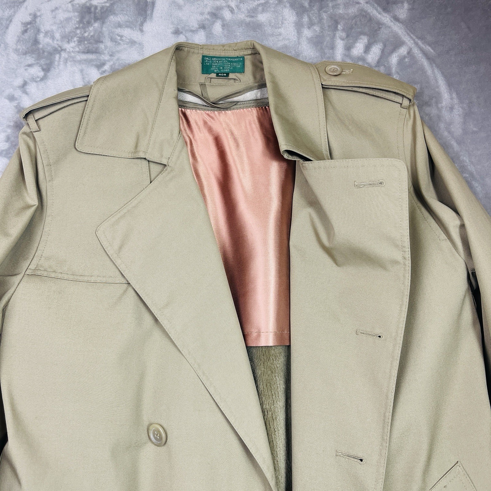 Vtg 80s Hill Archer 40R Camel Trench Coat Western Duster Removable Liner