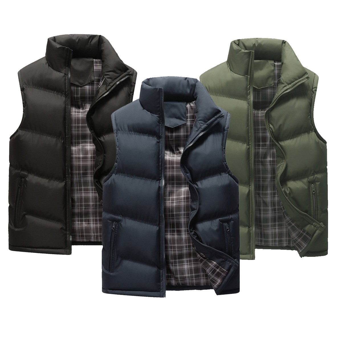 Men’s Quilted Down Vest Puffer Gilet Jacket Sleeveless Winter Warm Padded Coat