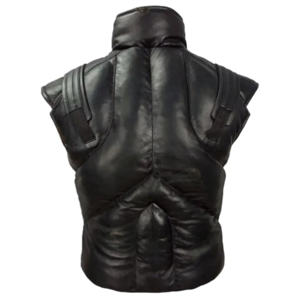 Metal Gear Solid Snake Venom Cosplay Black Leather Puffer Vest