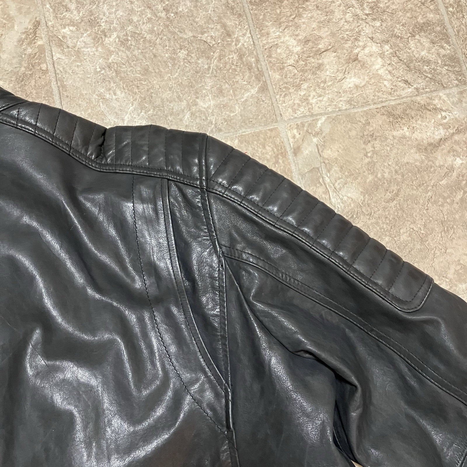 Wilson’s Vintage USA XXL Classic Black Leather Motorcycle Jacket Buckle RN 69426