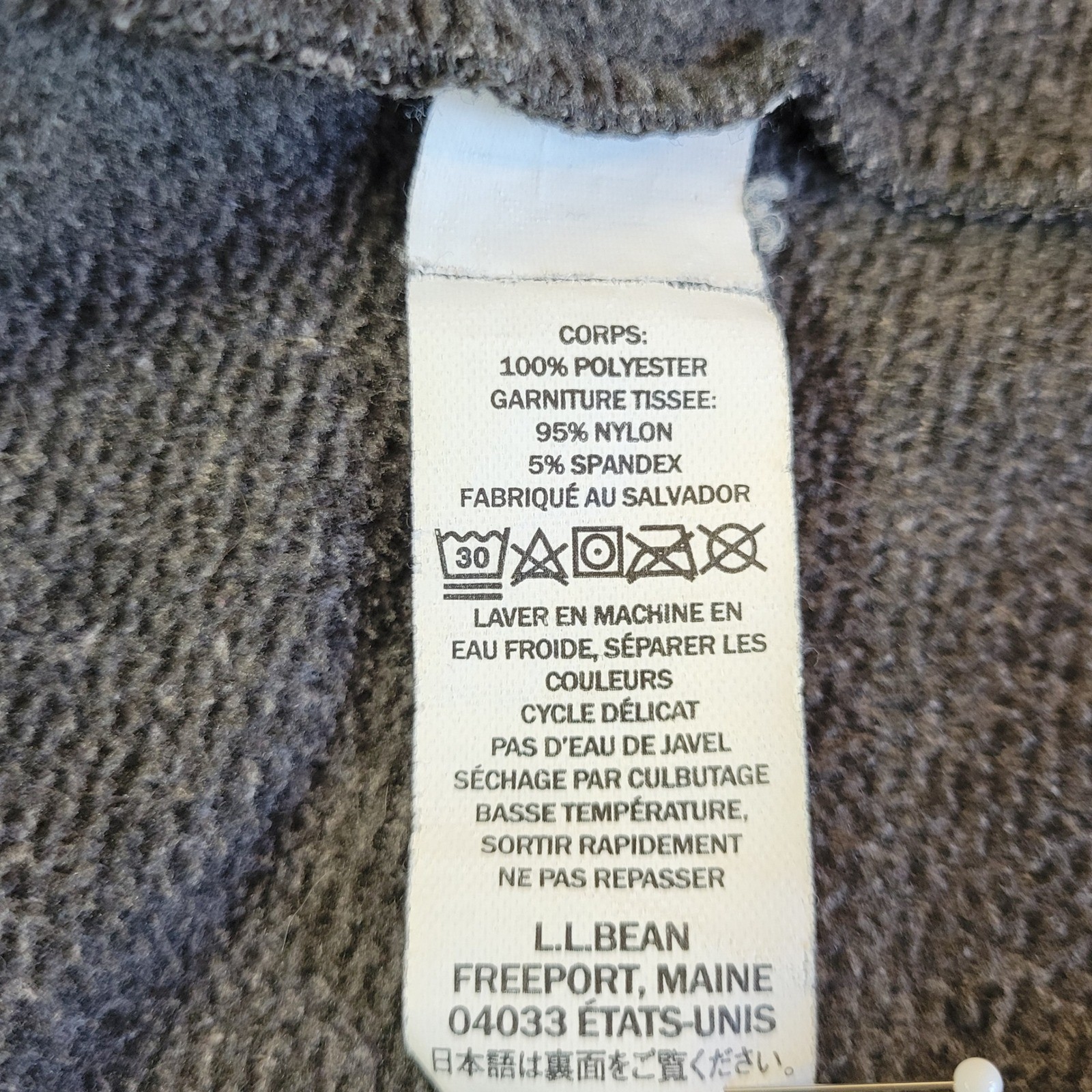 LL Bean Mens Full Zip Fleece Jacket Gray Blue Slightly Fitted 502814 Small Reg