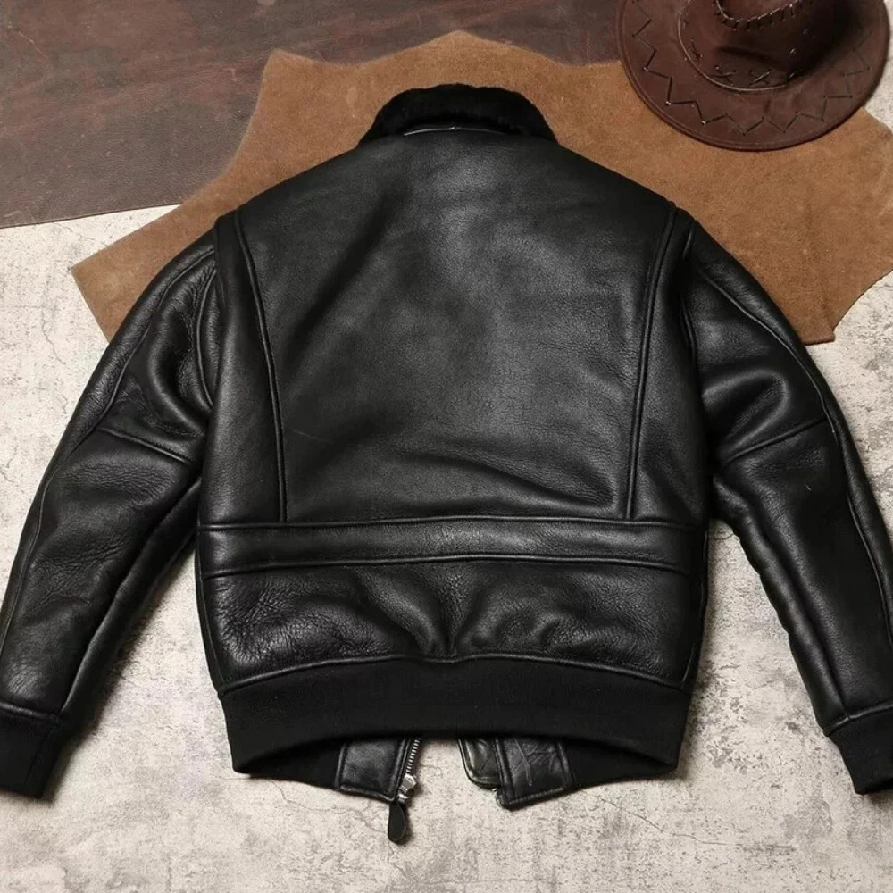 Men’s Vintage RAF B3 Aviator Shearling Genuine Sheep Leather Winter Jacket