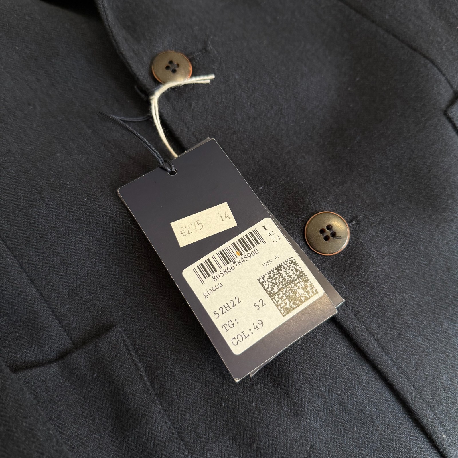 Trussardi Jacket NEW with Tag Men 52 IT – L Dark Blue Lightweight Cotton
