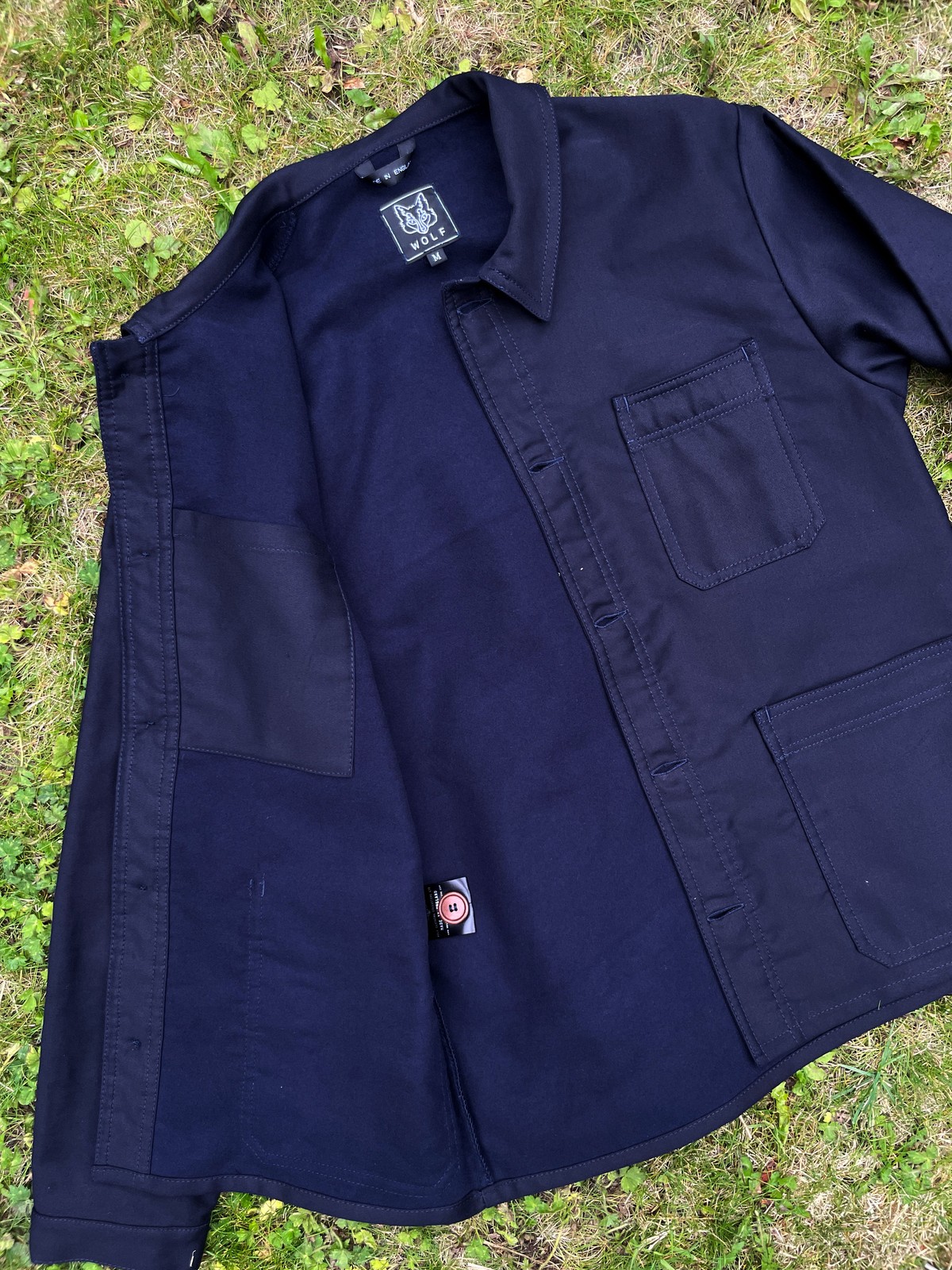 Ink Blue French Moleskin Chore Jacket Made In England – S M L XL 2XL 3XL
