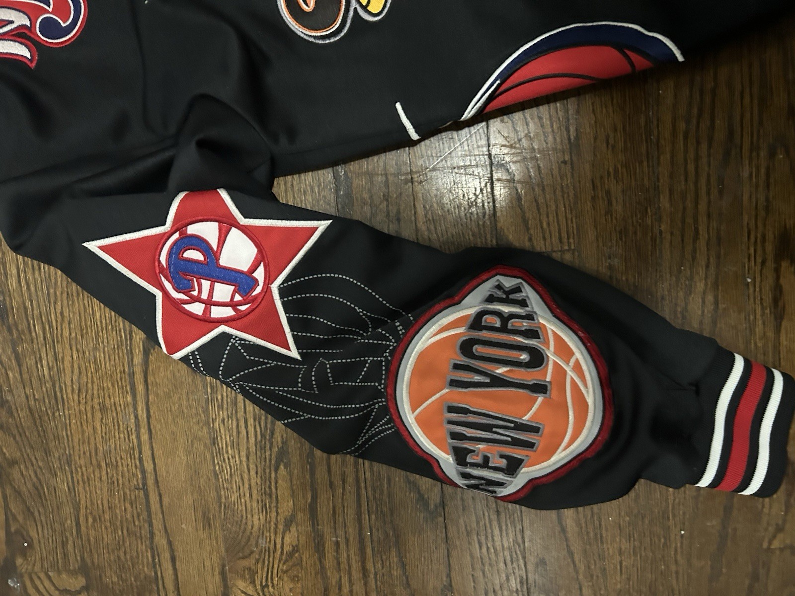 DTEK Men’s Black Full Zip Up Jacket Hardball Classics Sports Team Patches XL