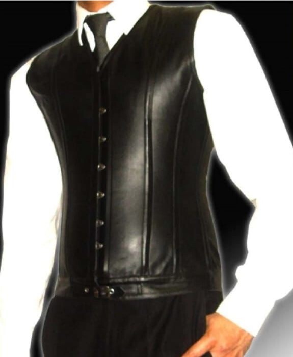 Mens Real Leather Steel Boned STEAMPUNK Waistcoat Corset Victorian GOTHIC USA