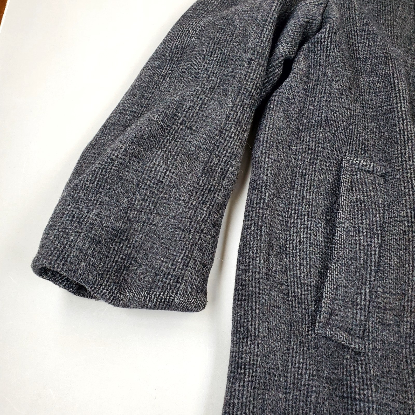 International Valstar Plaid Grey Single Breasted Wool Coat Jacket Made In Dublin