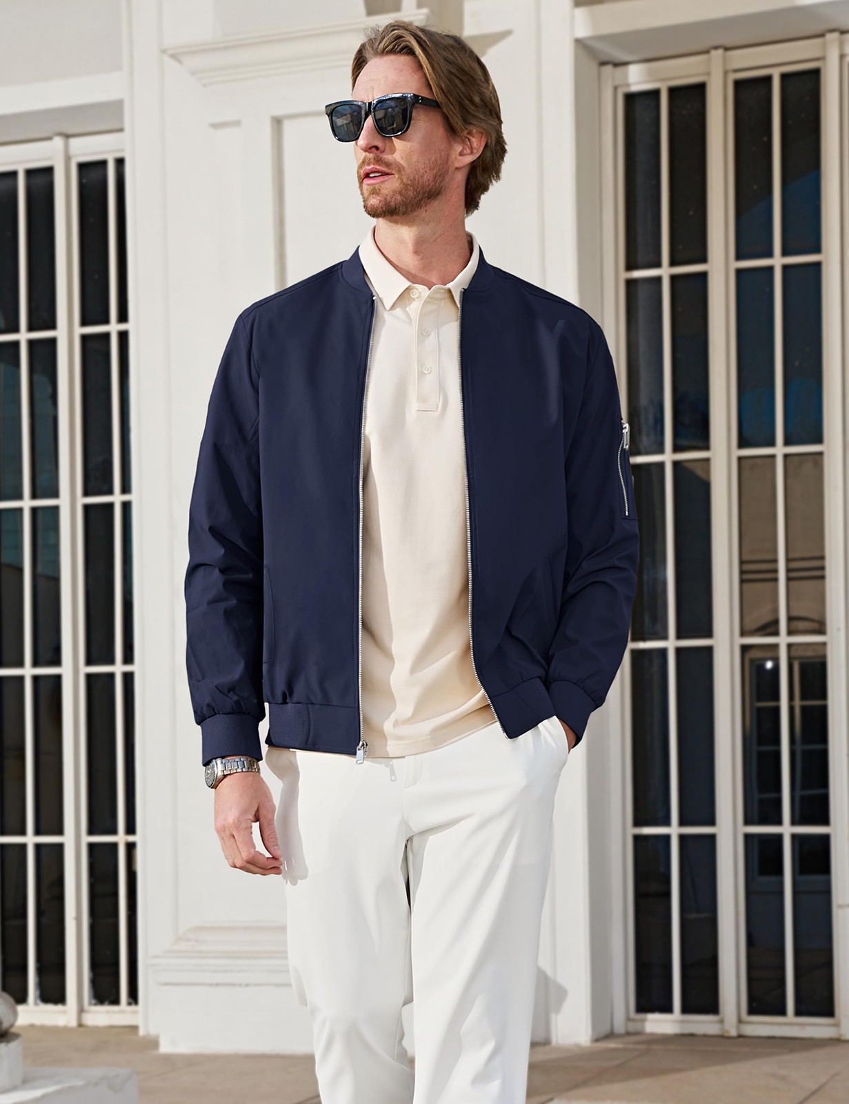 Men’s Bomber Jackets Lightweight Casual Windbreaker Spring Fall Full Zip Outwear