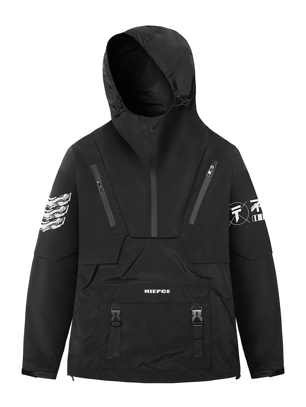 Niepce Black Japanese Techwear Windbreaker Combat Jackets for Men