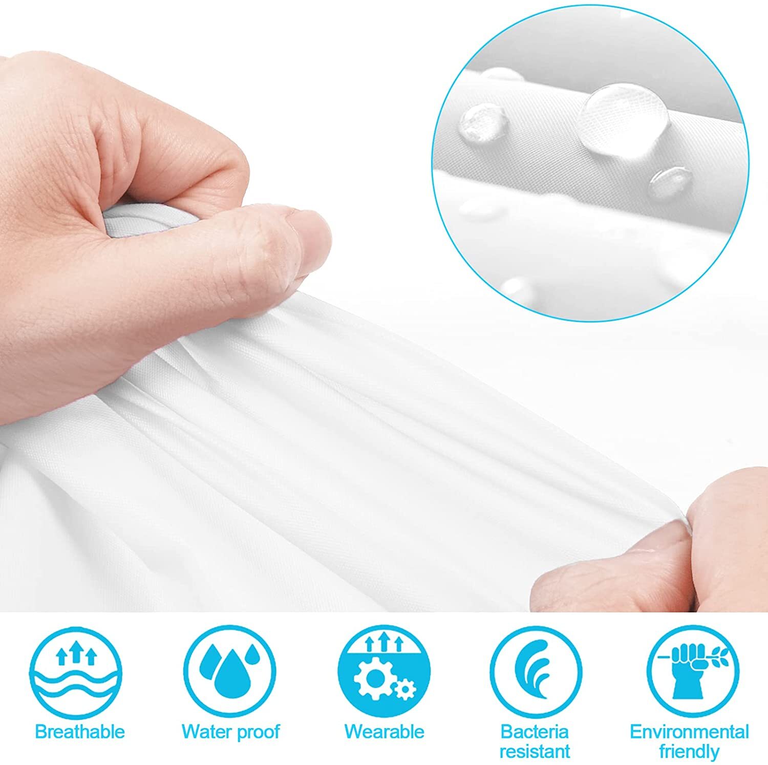 2 Pack Raincoats Emergency EVA Rain Ponchos For Adults Reusable with Hood White