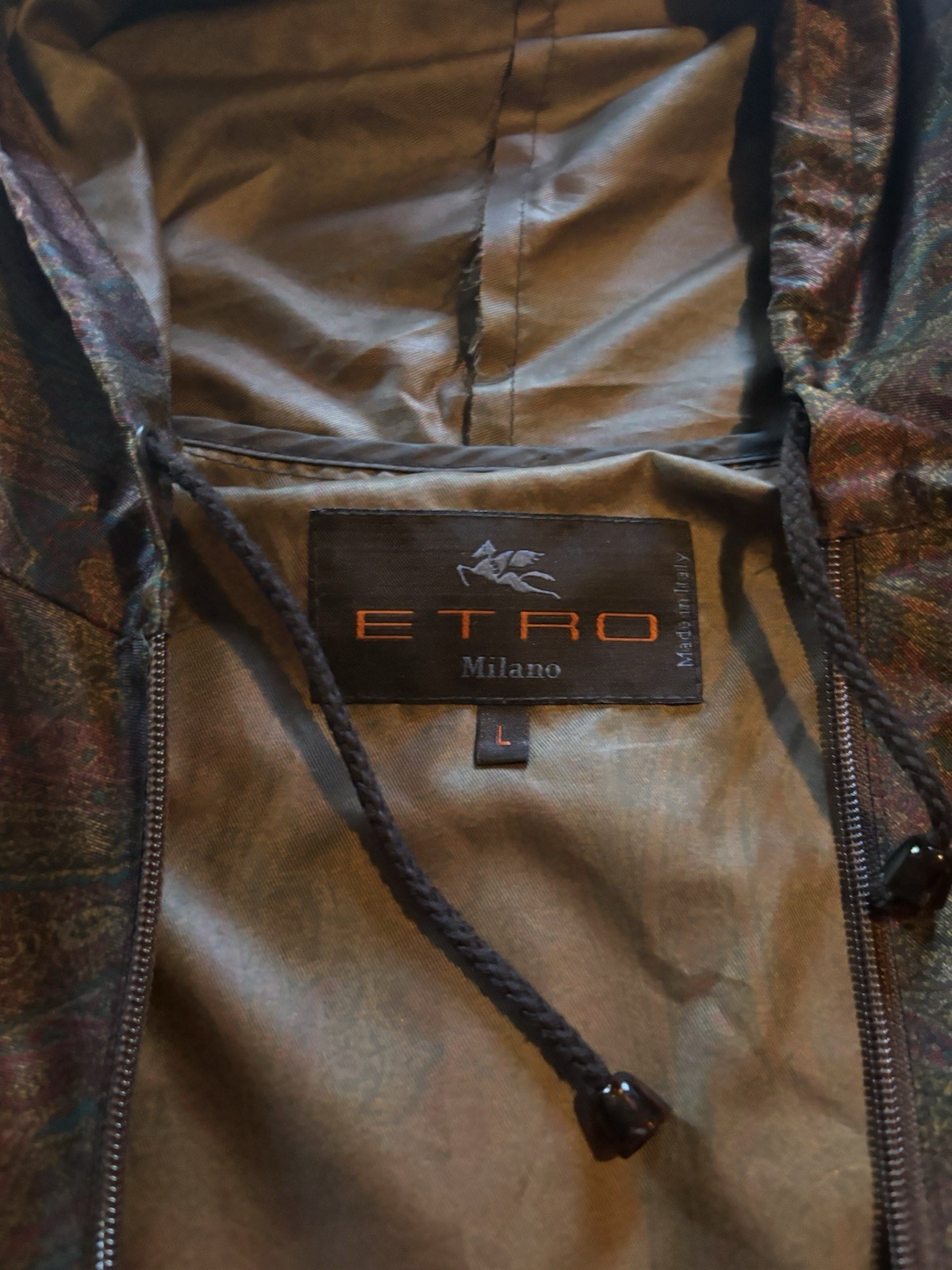ETRO Unisex Adults Paisley Hooded Full Zip Windbreaker Jacket Polyester L