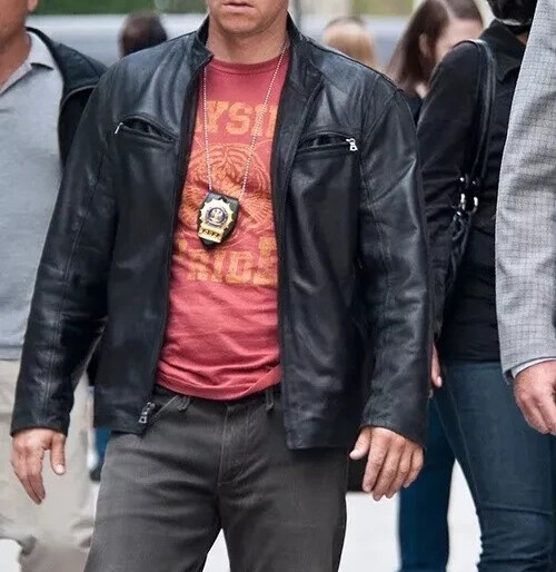MARK WAHLBERG THE OTHER GUYS MOTORCYLE BLACK LAMBSKIN CELEBRITY LEATHER JACKET