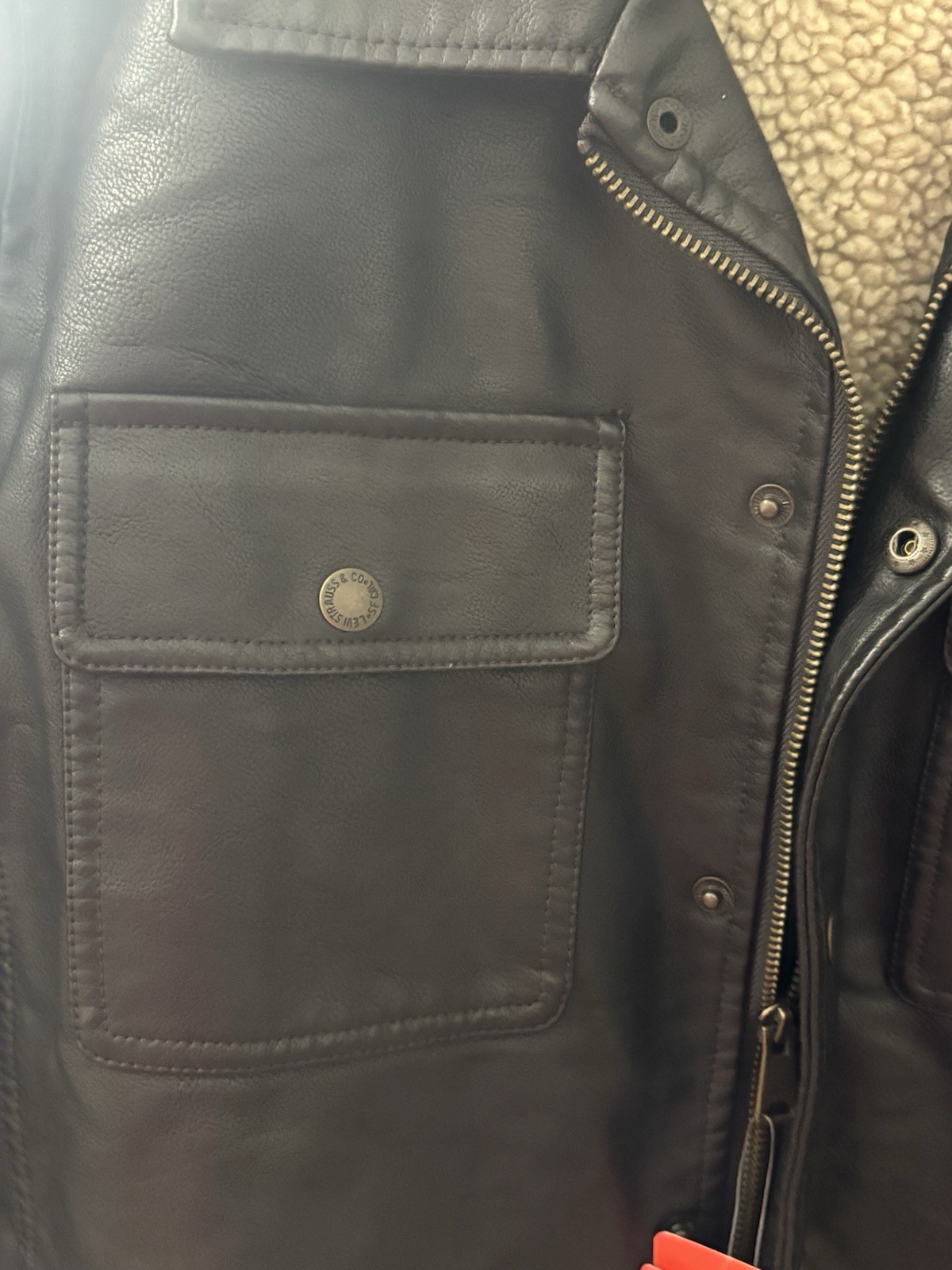 Levi’s Men’s Faux Leather Jacket Brown, Medium New With Tags
