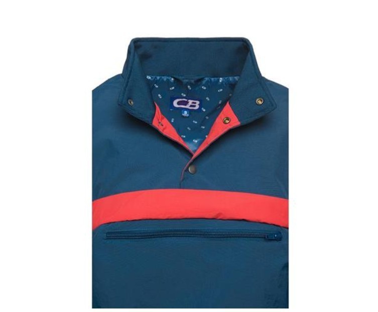 NEW MENS CB SPORTS PULLOVER JACKET RED NAVY BLUE 3 SNAP SIZE L