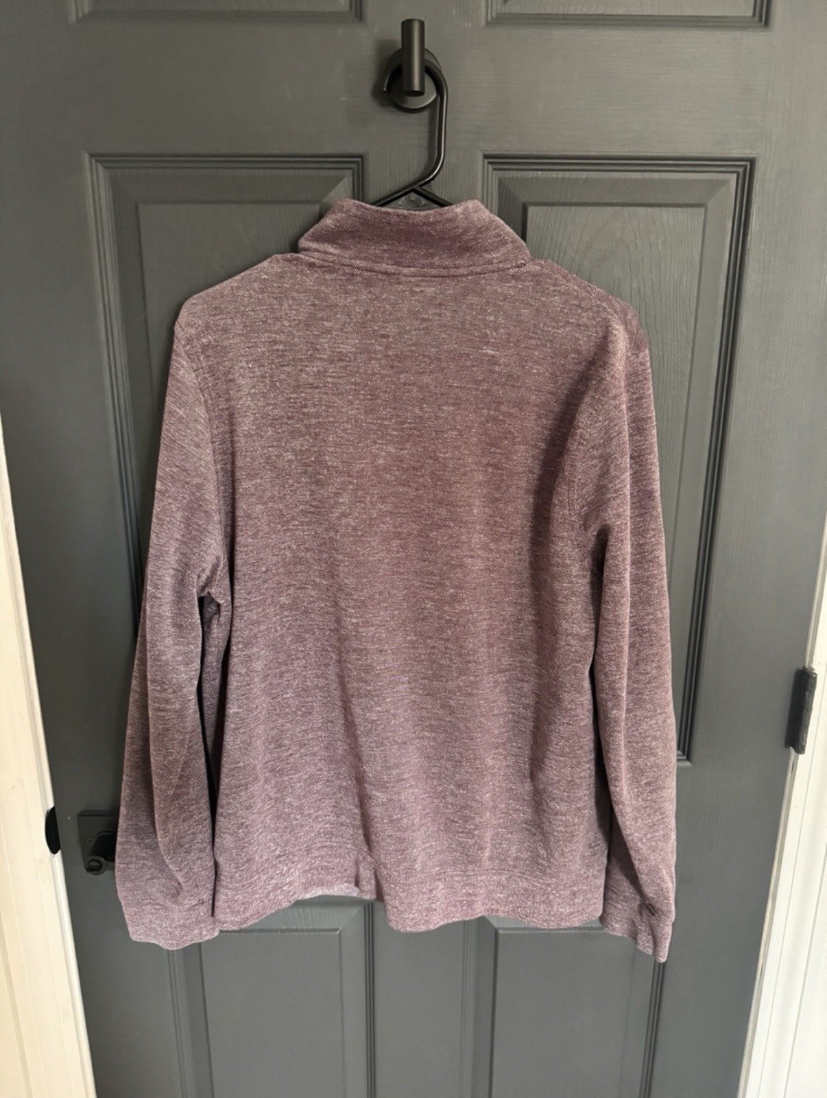 L.L.Bean Men’s Full Zip Jacket M Regular Burgundy Solid Logo Stand-Up Midweight