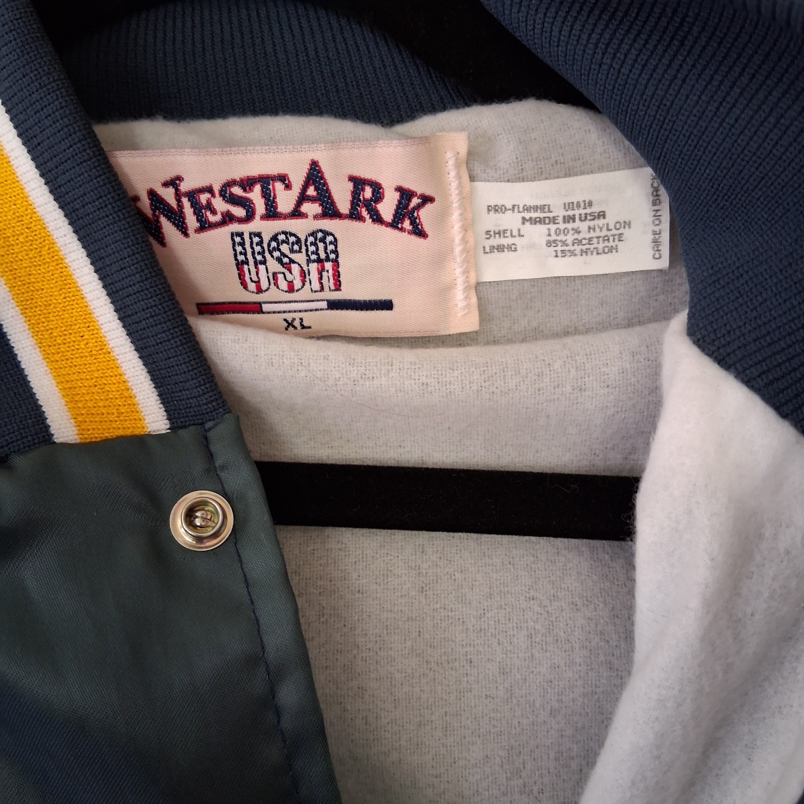 Vintage Westark Jacket Mens XL Satin Parts Master Green embroidery USA