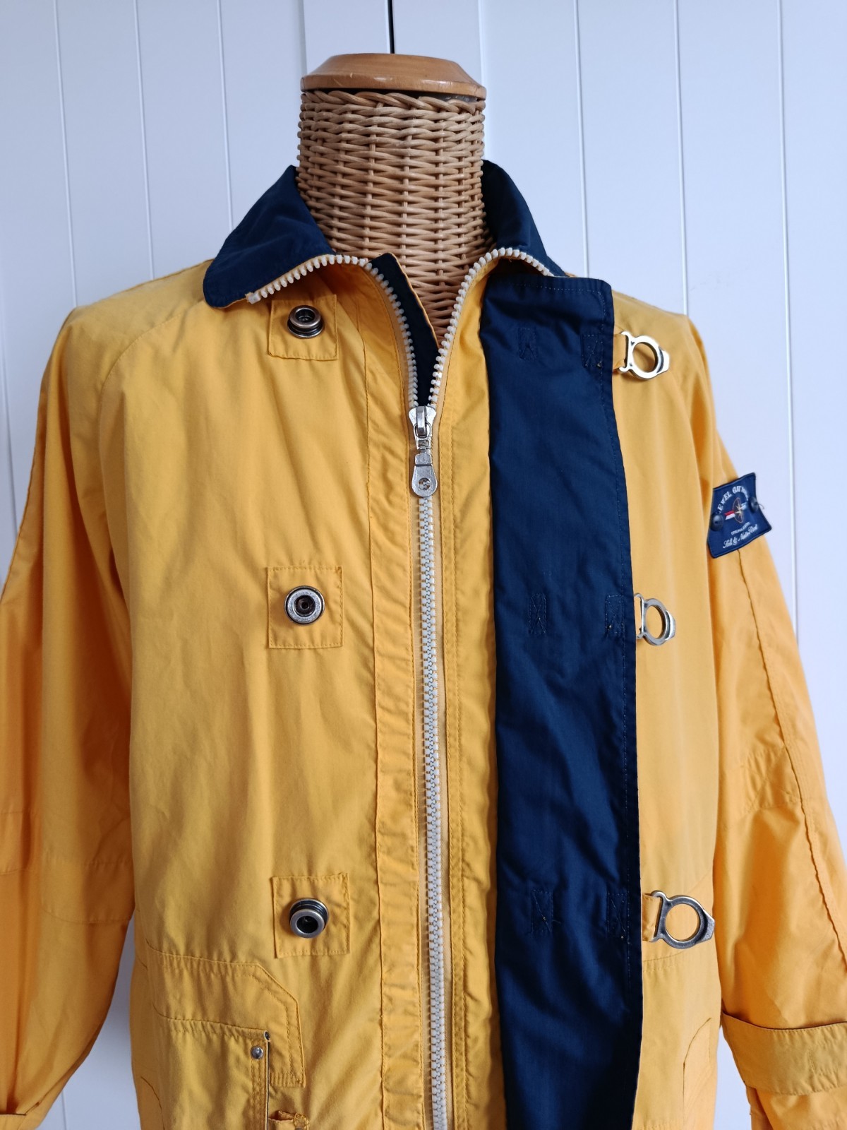 Vintage 90s Yachting Sailing Yellow Clasp Jacket Raincoat Windbreaker Marina S