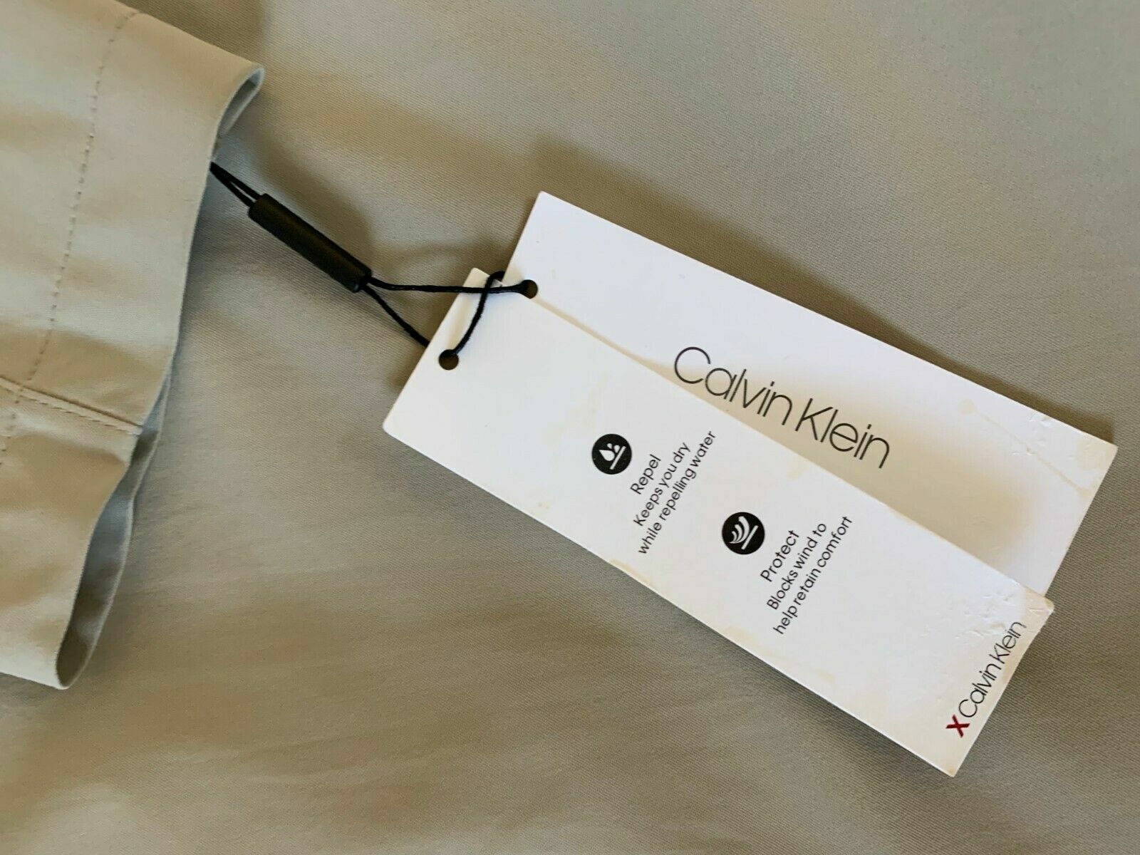 Calvin Klein Mens Extreme Slim Fit Hooded Trench Coat in Khaki XL