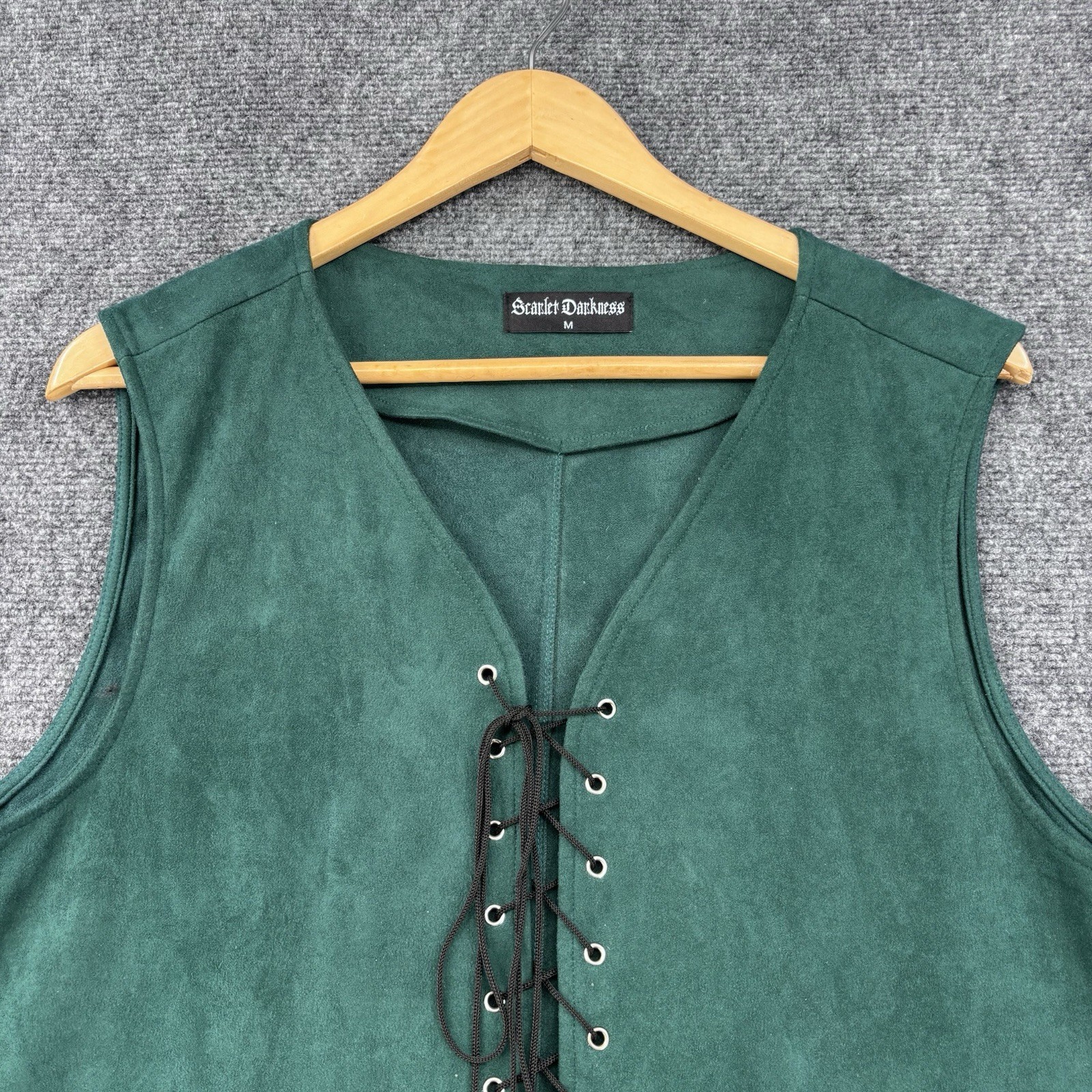 Scarlett Darkness Green Faux Suede Renfair Steampunk Lace Up Vest Men’s M