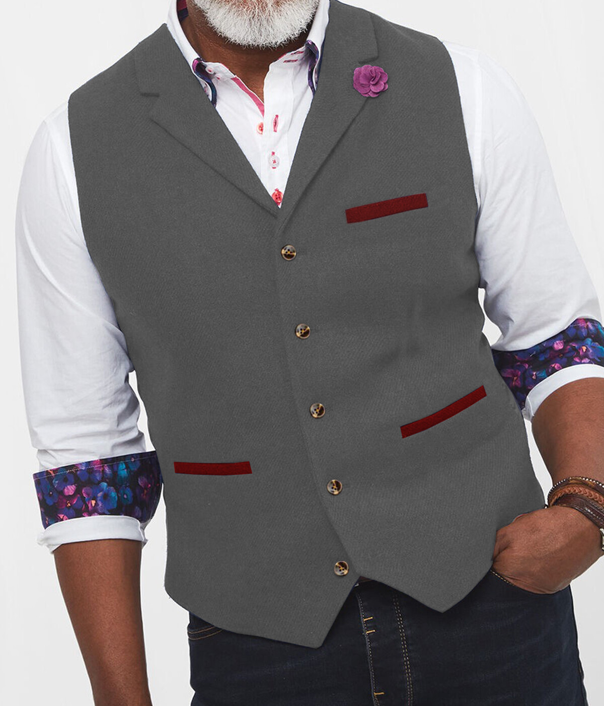 Business Men Herringbone Wool Waistcoat Tweed Vest Wedding Vintage Retro Hunting