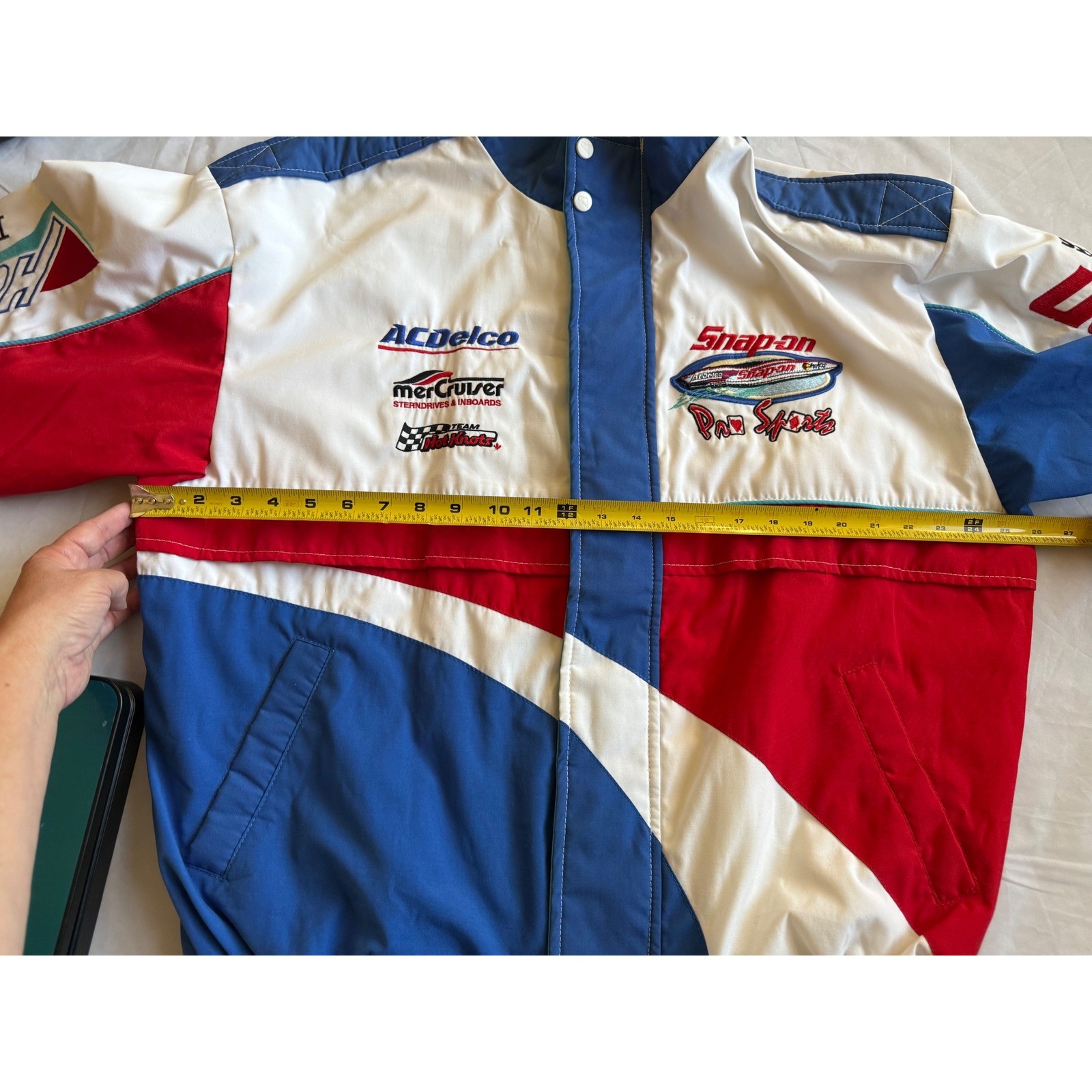 Choko Pro Sports Snap-on Racing Jacket Mens Blue Red White Hustler Powerboats XL