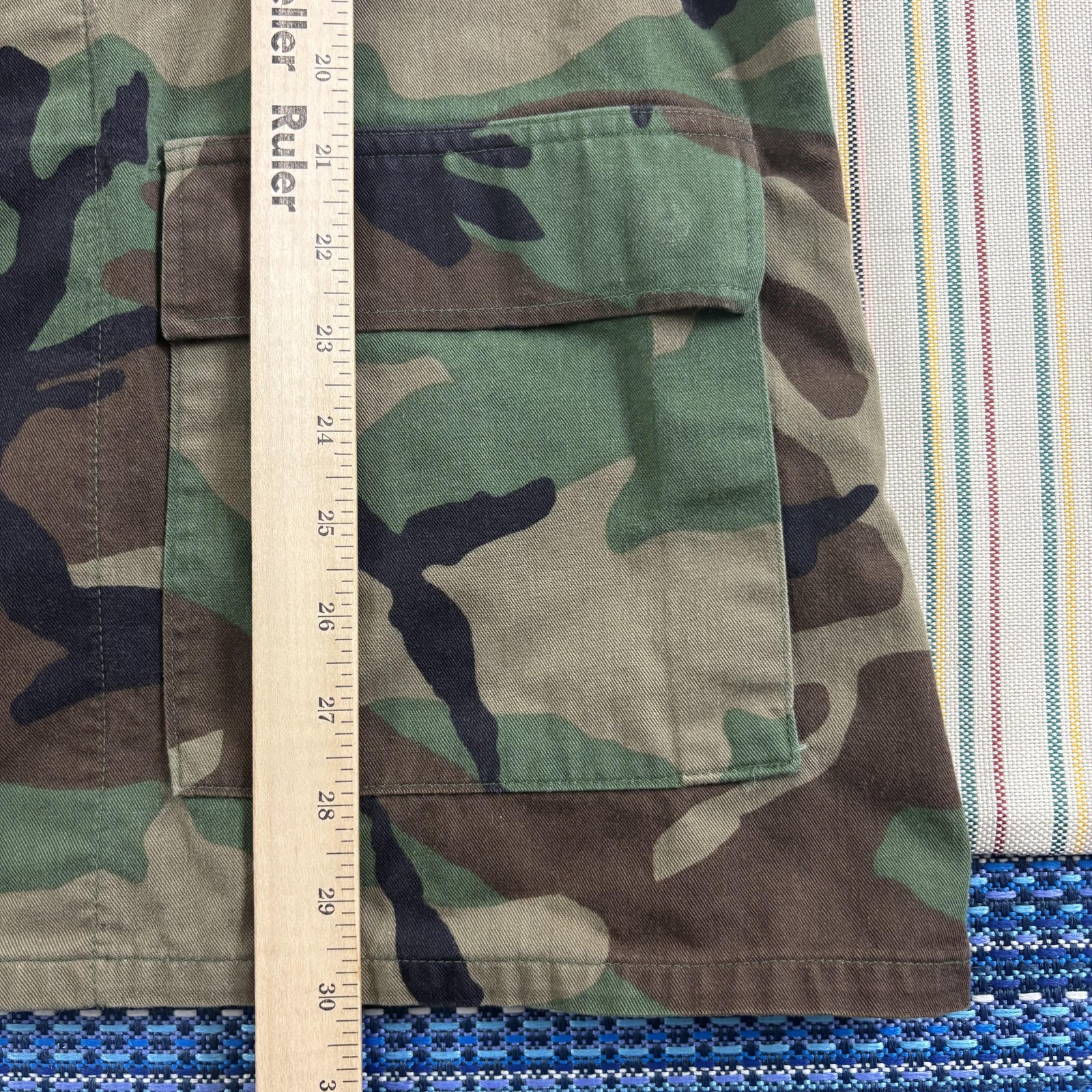 Vintage US Military BDU Coat Mens Medium Long Woodland Camo Combat Army 90s Y2K
