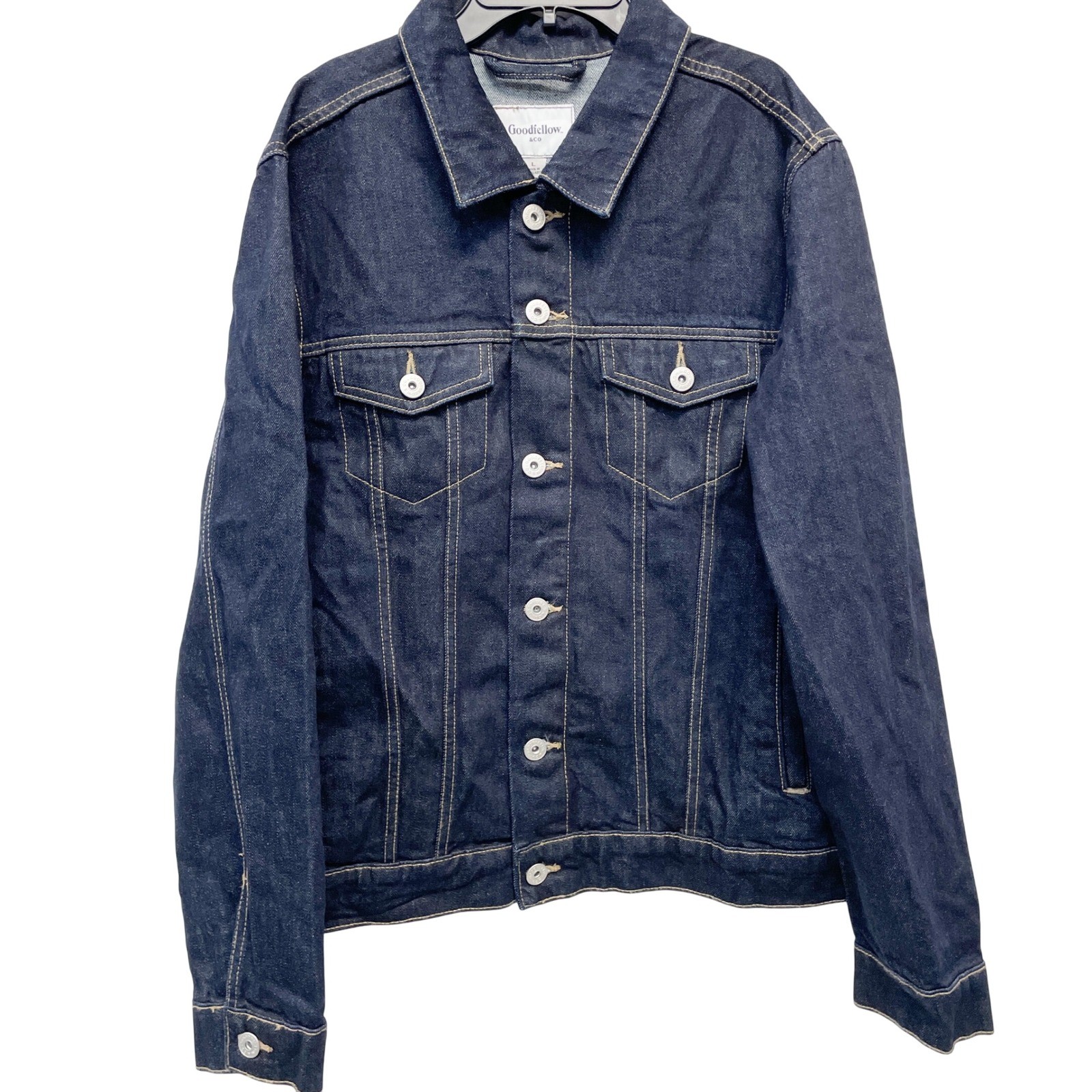 Goodfellow & Co Men’s Dark Blue Cotton Trucker Denim Jacket Size Large