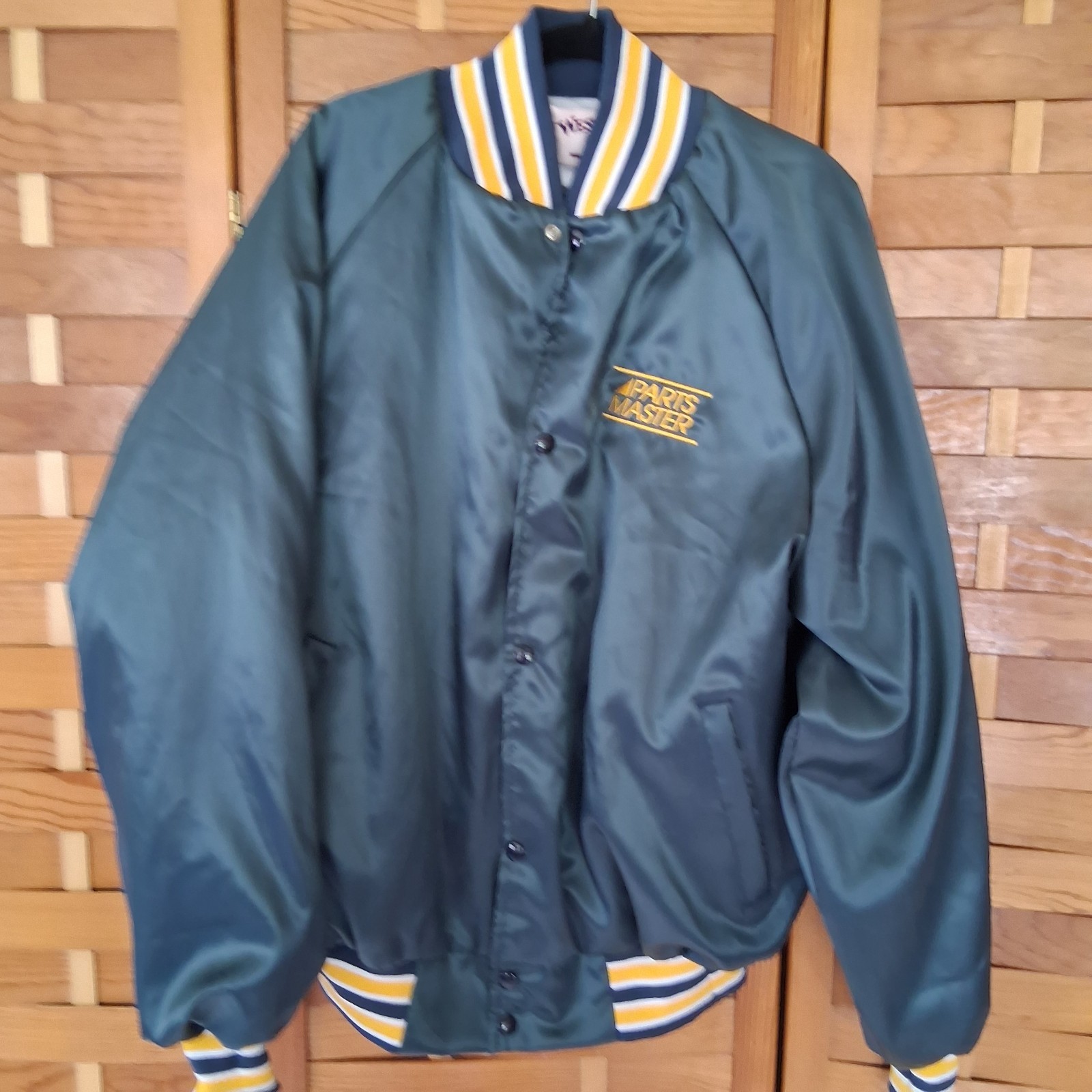 Vintage Westark Jacket Mens XL Satin Parts Master Green embroidery USA