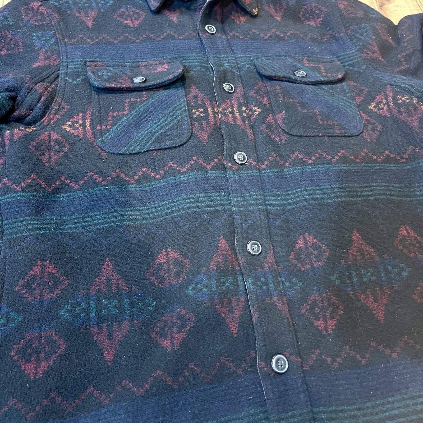 Jachs New York Aztec Wool Blend Jacket Mens M Southwest Sherpa Lined Shacket