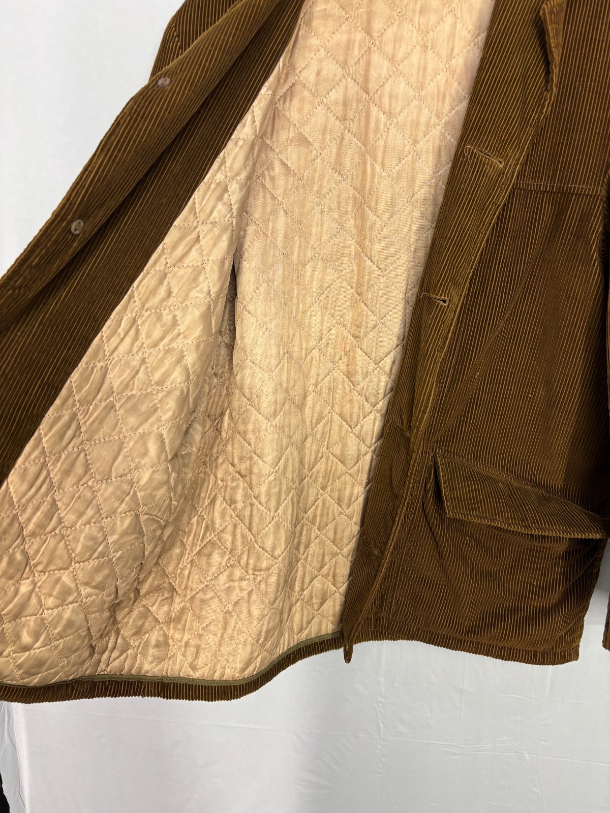 Vintage Fingerhut Corduroy Blazer Mens Tan Brown Notch Lapel Lined Collared 40