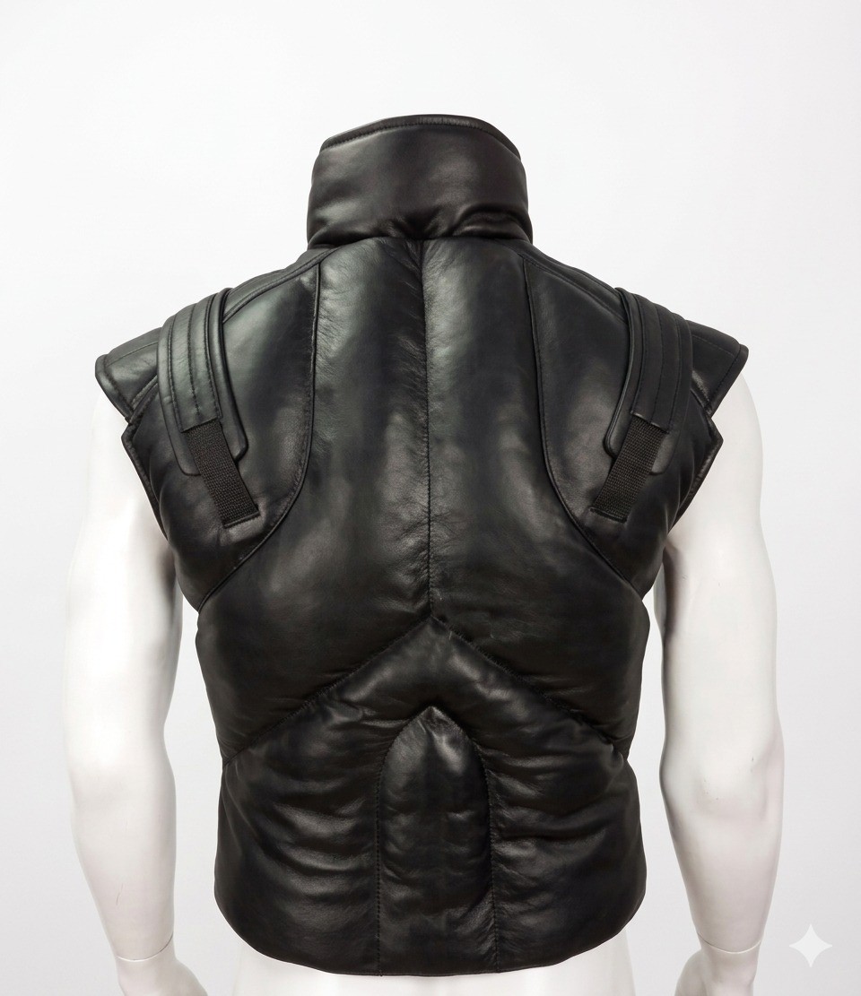 Metal Gear Solid Snake Venom Cosplay Black Leather Puffer Vest