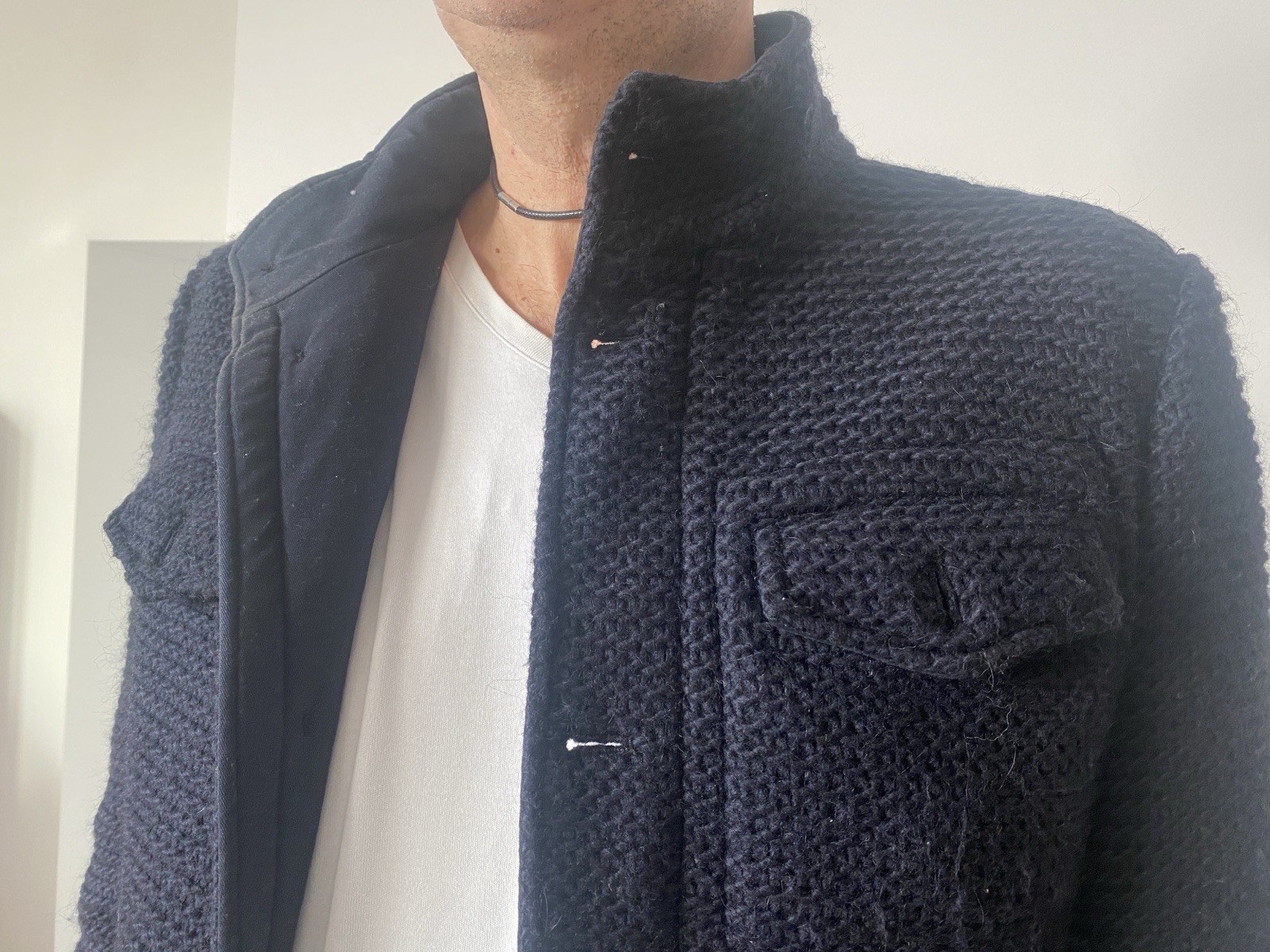 YES ZEE by Essenza winter knitted jacket inner wool pockets size 48/M