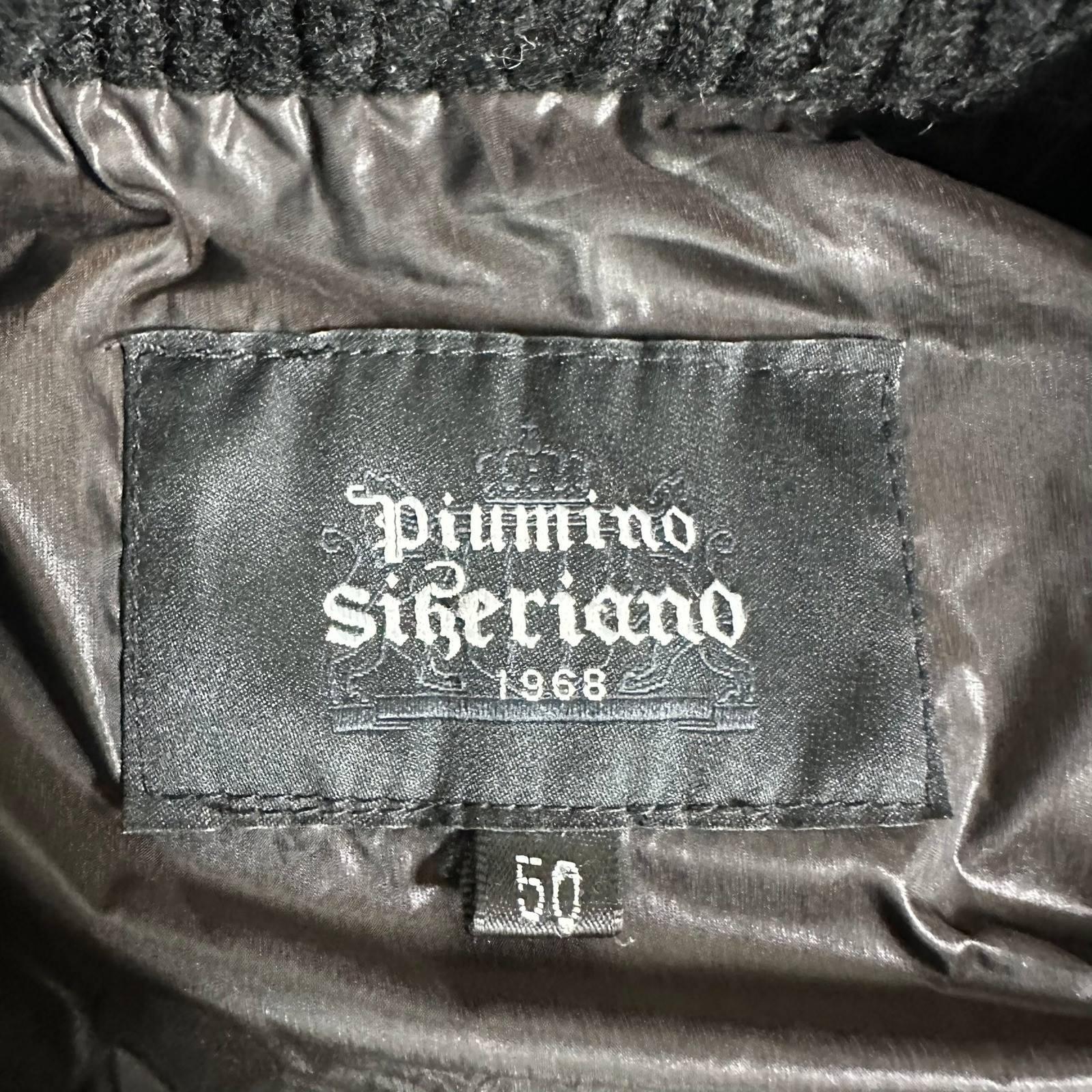 Piumino Sifariano Mens Medium Puffer Button Bomber Jacket Black Wool Blend Sz 50